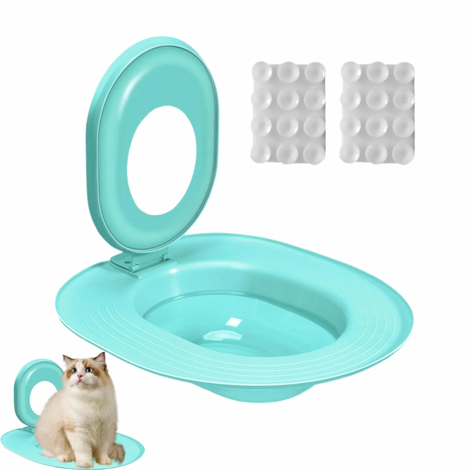 Generico Cat Toilet Trainer Kit, Kitten Potty Teaching Seat, Leakproof Non-Stick Cat Toilet Trainer (Adjustable, White), for Apartment Bathroom House Training
