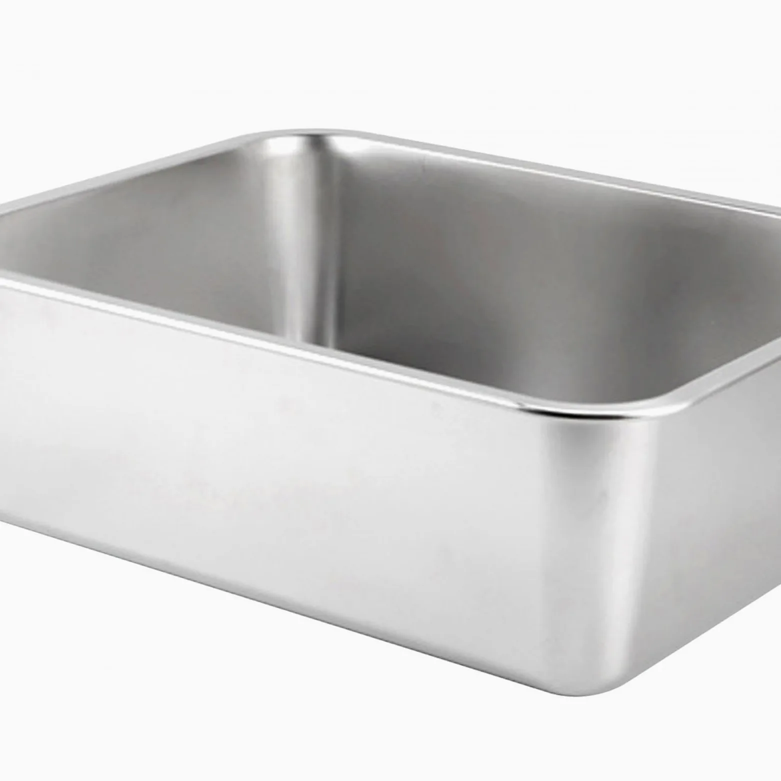 Lettiera per Gatti in Acciaio Inox con Lati Alti Multifunzionale antiruggine AntiGraffio con Bordo Liscio per, 40x30x15 cm