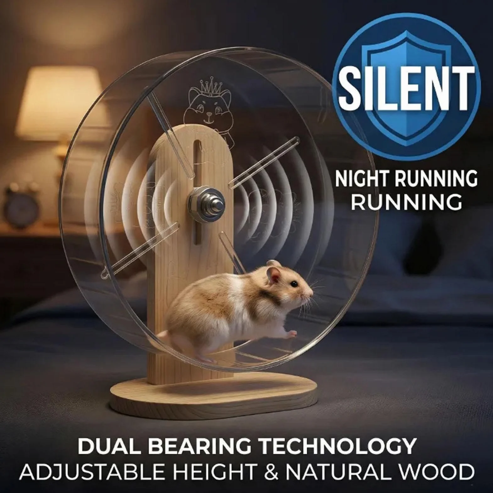 Ruota Per Criceti In Legno Di Piccole Dimensioni, 20 Cm, Silenziosa, Con Supporto, Ideale Per Animali Domestici, Come Conigli Nani Siriani, Conigli Da Cortile O Da Interno.
