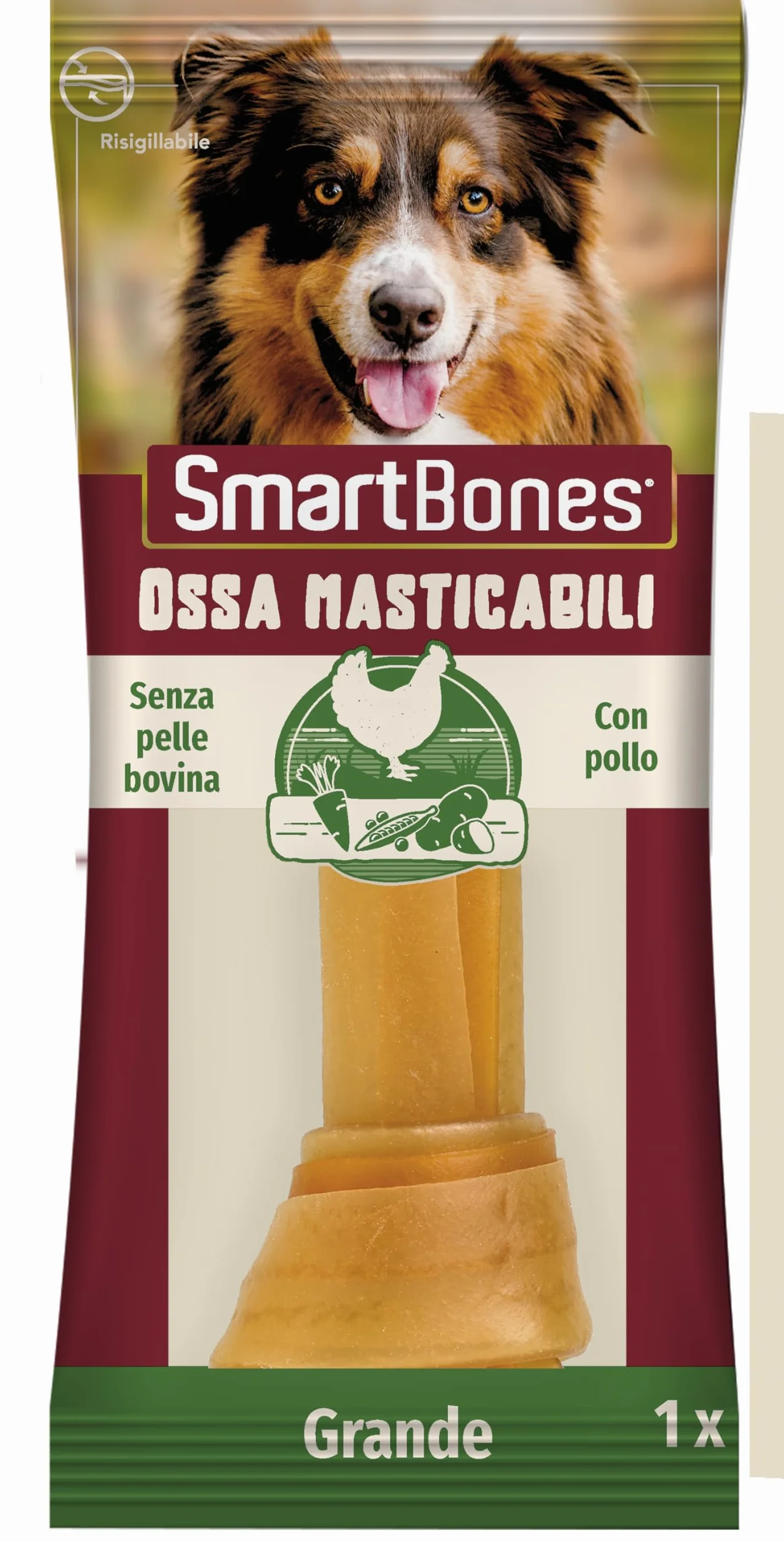 SmartBones Ossa masticabili Grande Pollo per Cani di grande Taglia, Morbide, Senza pelle bovina, 1 pezzo