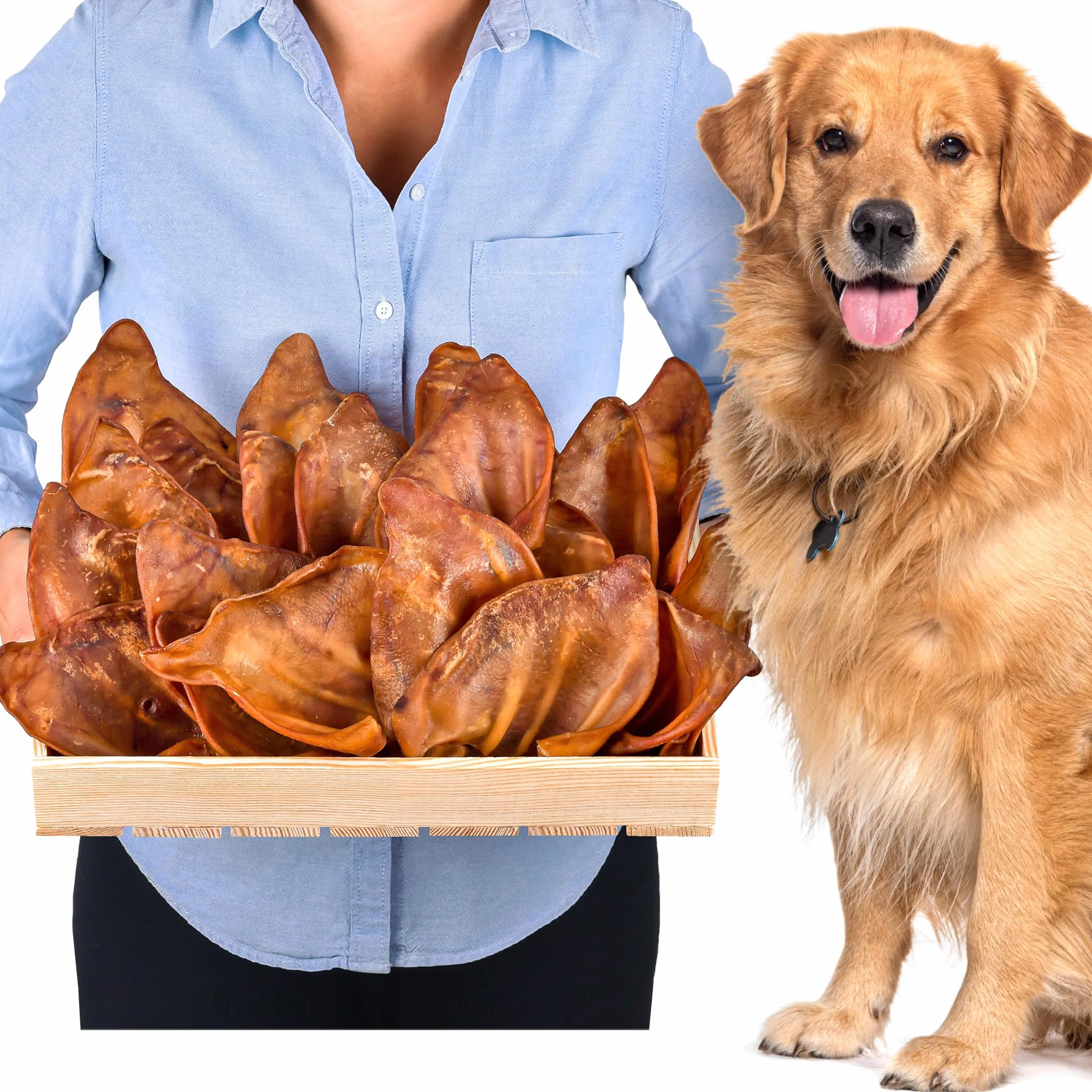 Orecchie di maiale per cani 20 pezzi (800g) | Snack naturali di orecchie di maiale intere essiccate | 100% naturali | Masticazione duratura | Senza cereali | Ideali per cani piccoli e grandi