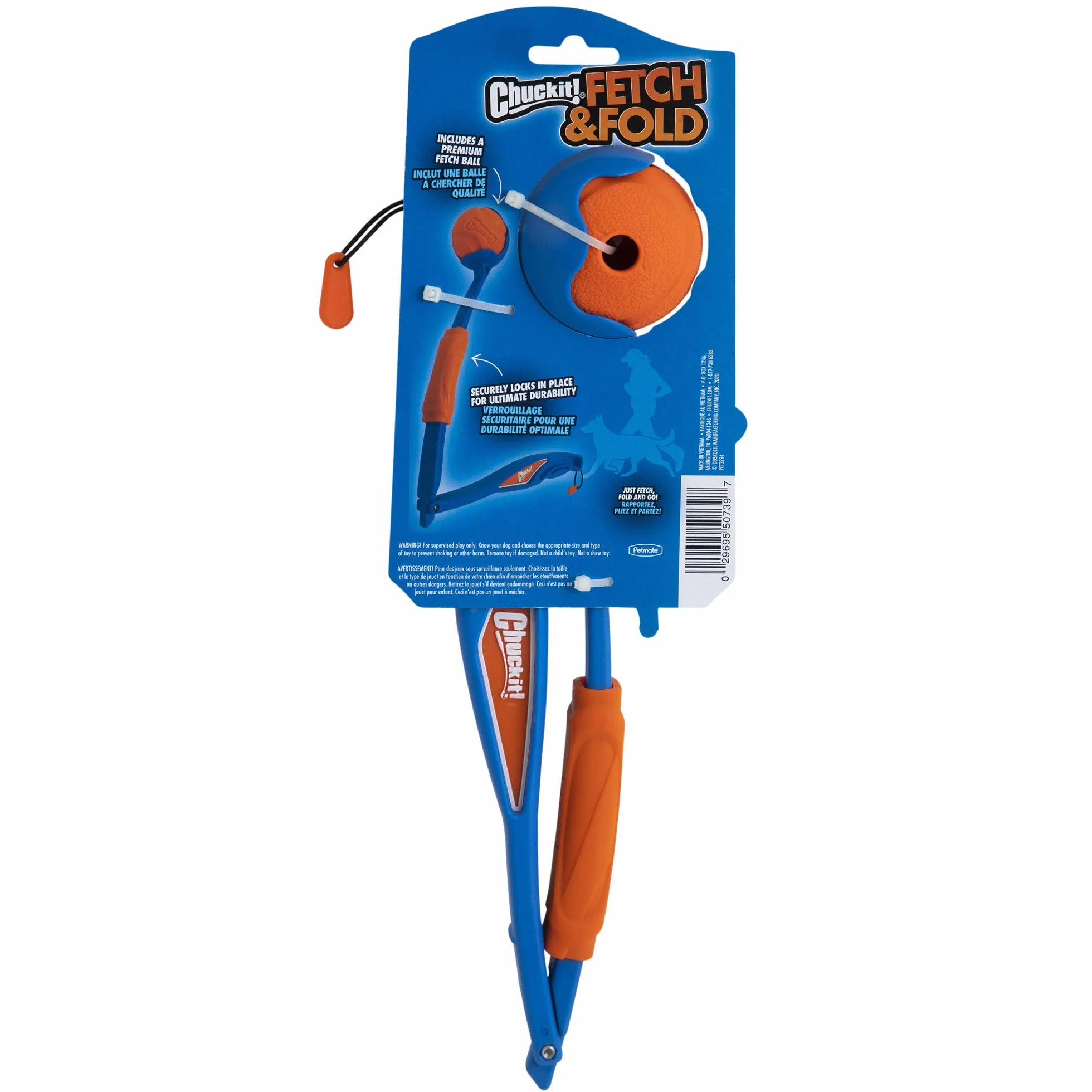 Chuckit! – Lanceur Fetch & Fold 25M – Lanciapalle per Cani - Lanciatore per Cani Pieghevole - Lanciatore Compatibile con Palline Medie - Viene Fornito con 1 Fetch Ball Medium