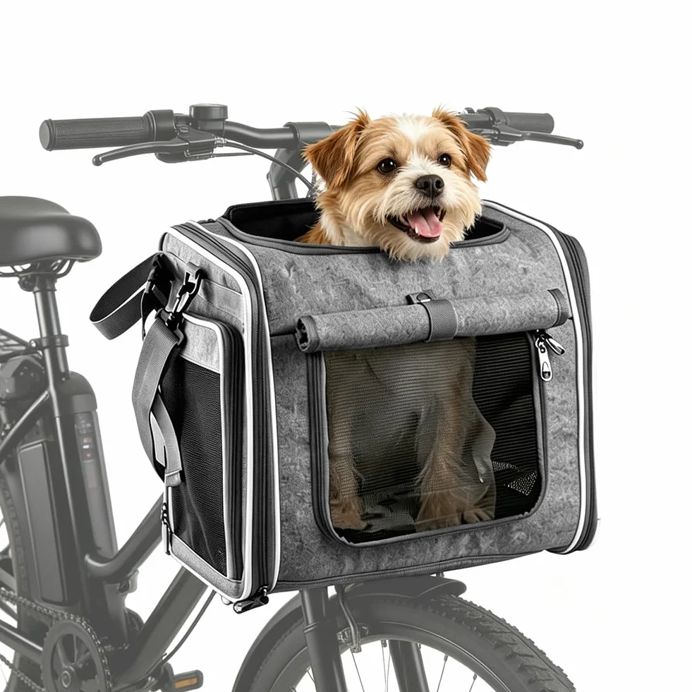 Cestino per cani anteriore 4 in 1, zaino espandibile per cani e cani di piccola taglia, grigio