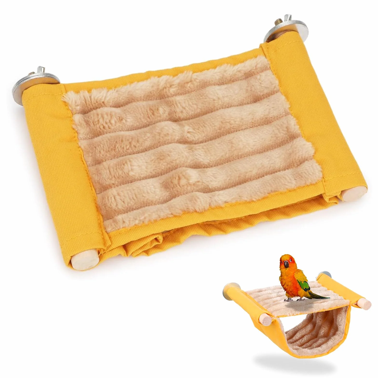 Amaca Uccello Letto A Castello, Nido Cocorite Caldo Per Gabbia, Accessori Per Cocorite E Piccoli Uccelli, Luogo Di Riposo Confortevole, Giallo