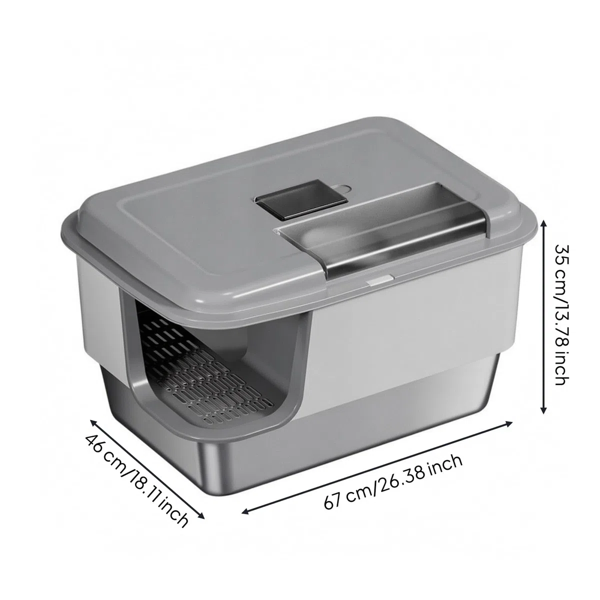Lettiera con Paletta Lavabile, Grigio Bianco, style to 1 | Antiodore, Lettiera in Acciaio Inox, Antiaderente, per Appartamento