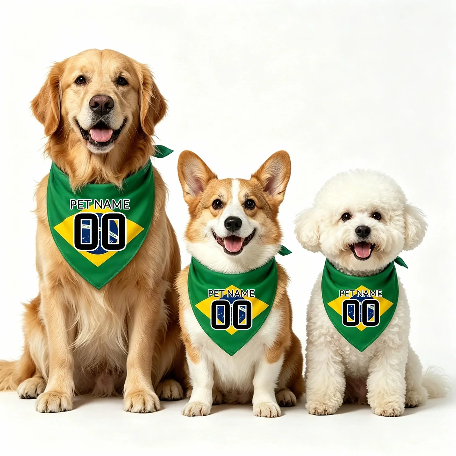 Bandana Personalizzata Per Cani Mondiali 2026, Bandana Calcio Con Nome E Numero, 18 Modelli Bandiere, Brasile