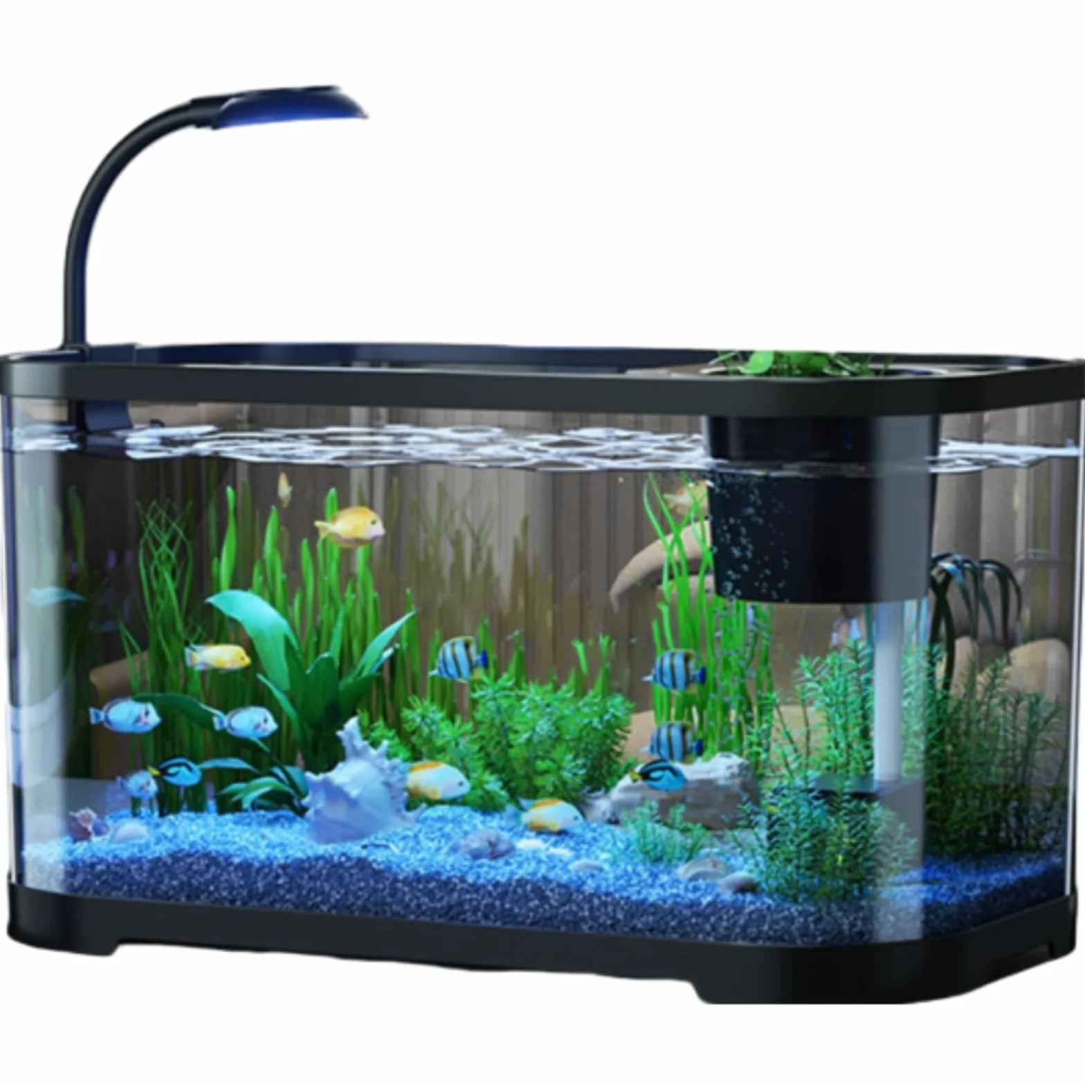 Generico Kit Acquario, Acquario per Principianti, Acquario per Principianti da Scrivania, Vaso Decorativo per Betta E(Nero)