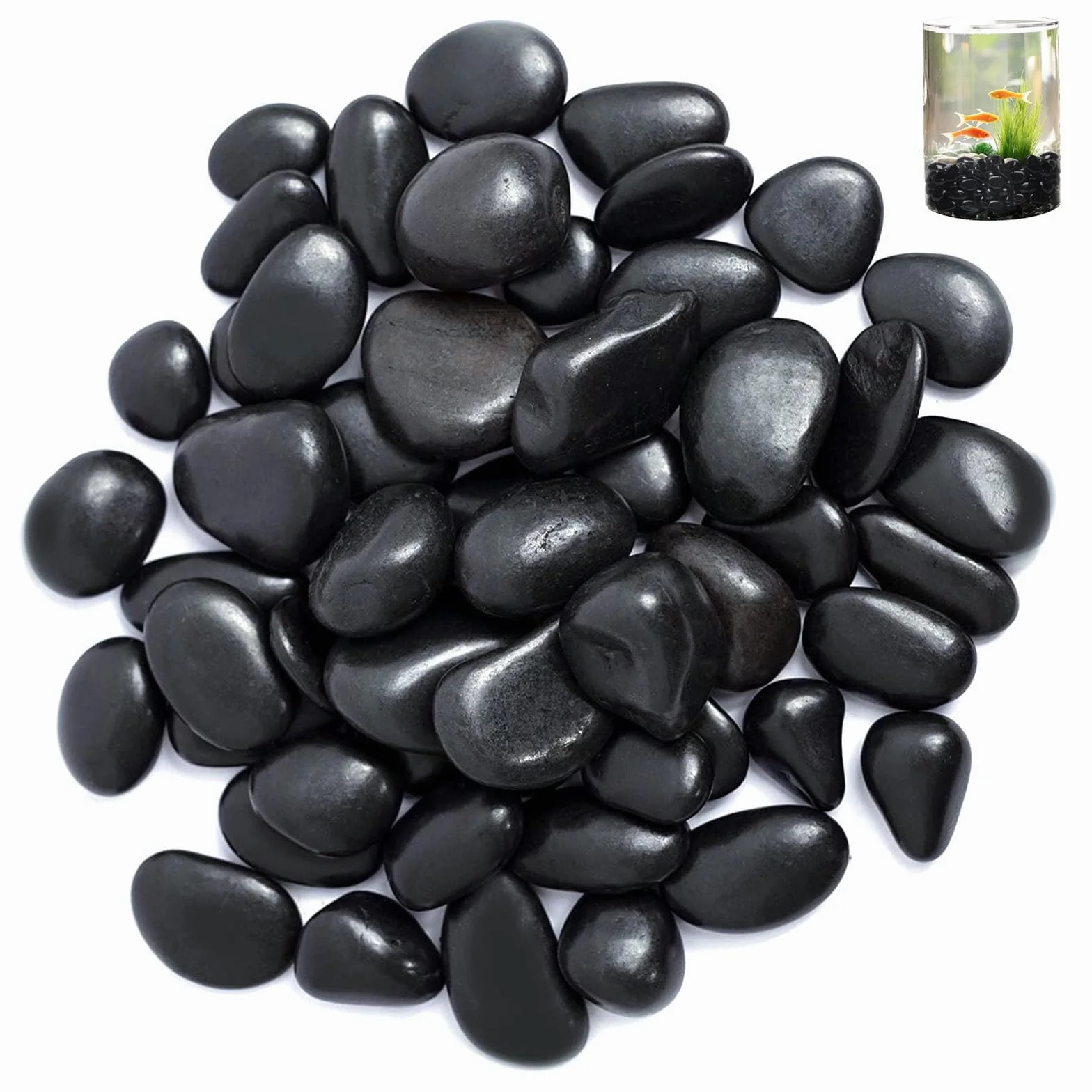 Ciottoli, 2-4 cm Ciottoli Nero da Giardino, 1kg Pietre Decorative, Pietre Decorative Lucidate, per la Cura del Paesaggio, la Decorazione Della Casa, L'artigianato, i Progetti Artistici
