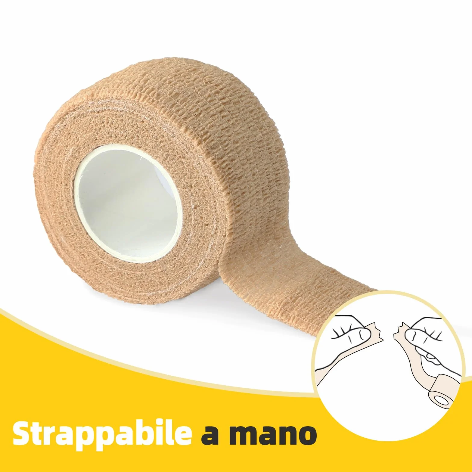 Fascia Coesiva Autoadesiva per Rugby, Sport (2,5 cm x 4,5 m),Self Bendaggio Adesivo (Confezione da 8)