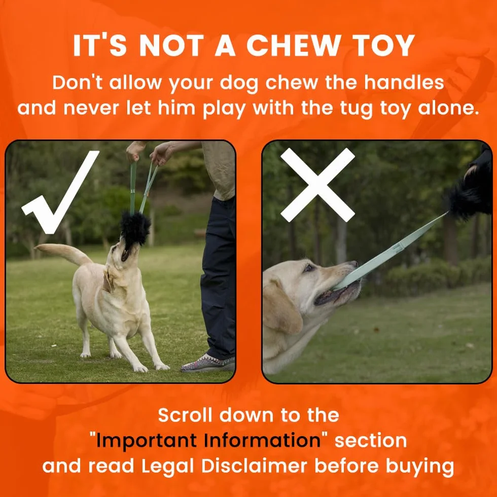 HOWGO Giocattolo per cani – Doppio manico per cani Bungee Chaser Toy 100% pelle di pecora, odore di pecora, giocattolo per tutte le razze (arancione, grande)