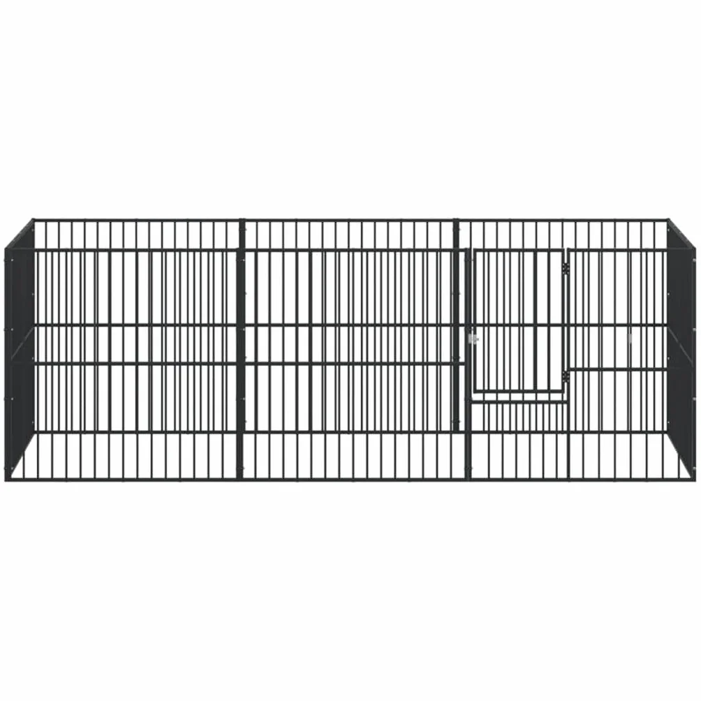 vidaXL Box per Cani 8 Pannelli Nero Acciaio Zincato