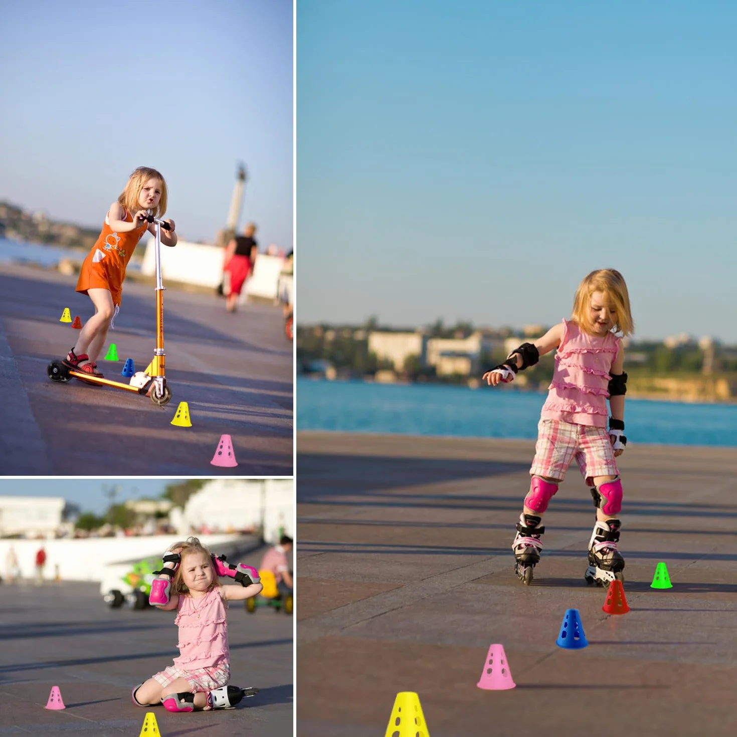 Coni di Slalom,Slalom Coni di Allenamento，Coni per Allenamento Sportivo, Set da 50 Pezzi, Ostacoli per l'allenamento di Bambini, Calcio e Pattinaggio a rotelle
