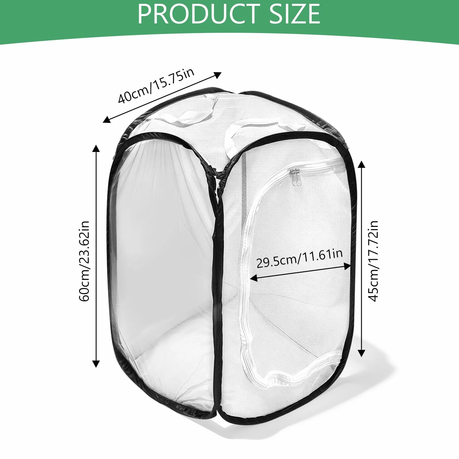 Gabbia per Insetti e Farfalle,Gabbia per Habitat Farfalla, 40×40×60 cm, Terrari Pieghevole in Rete per Piante, Insetti (Nero)
