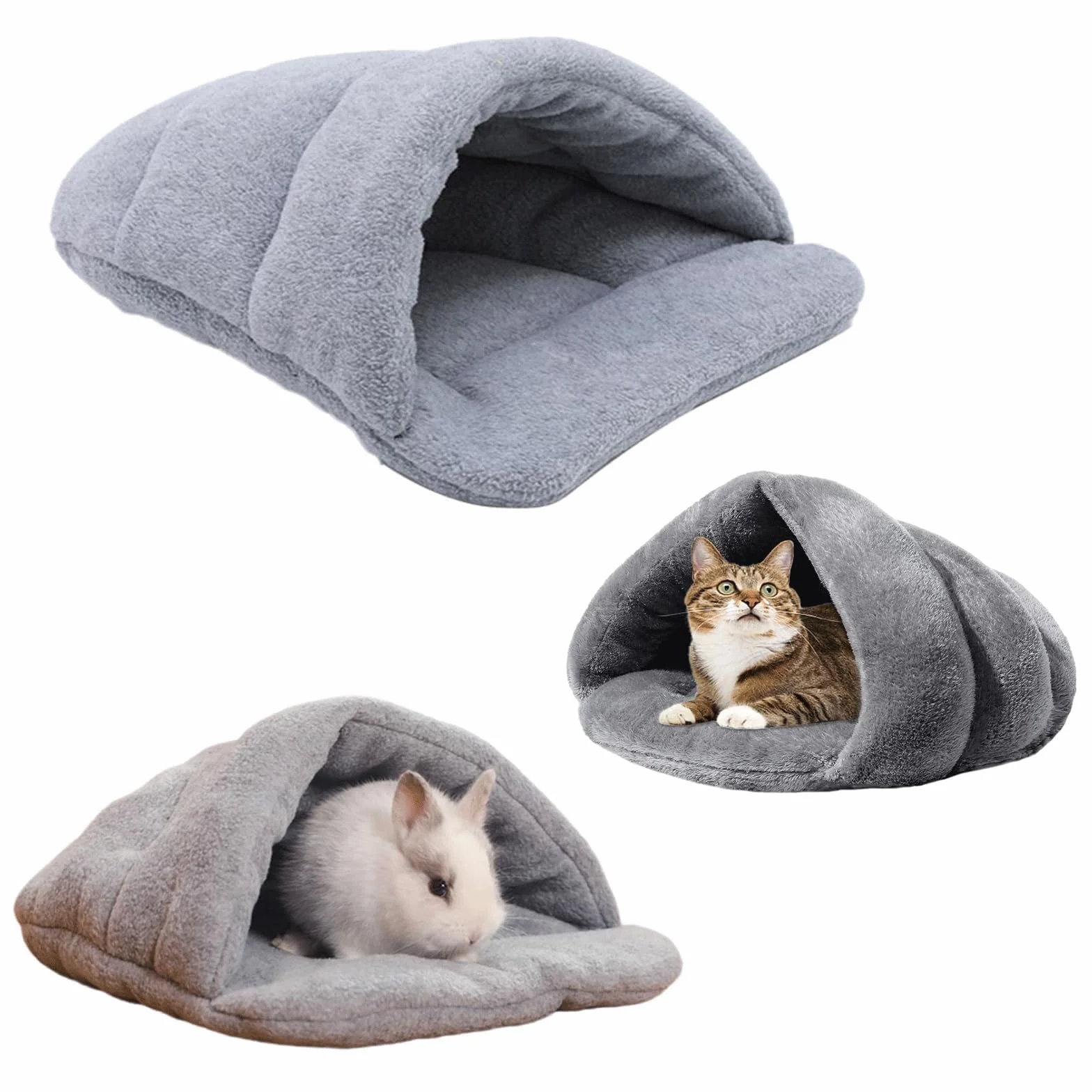Lettopercriceto, Lettodicriceto, LettodiCricetoCasa, Lettodiporcellino d'India, LettoPerPorcellino d'India, CricetoLettoGrotta, adatto per conigli nani, piccole tane di peluche (Grigio)