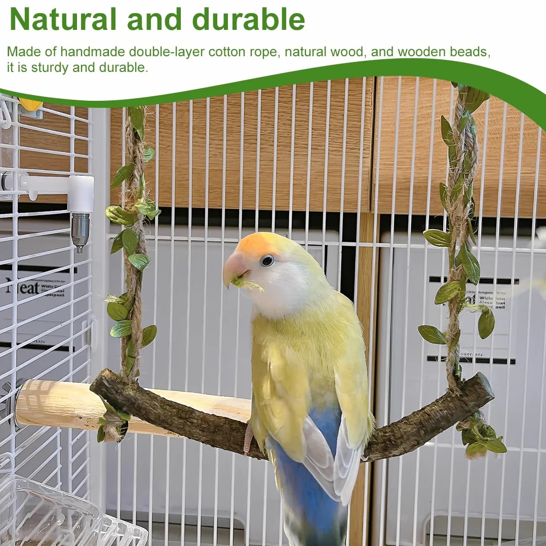 Altalena per Uccelli Giocattolo di Uccelli in Legno,Naturel Giochi per Pappagalli,Trespolo per Pappagalli,Altalene per Pappagalli,Gabbia dell'Uccello Che Appende i Giocattoli