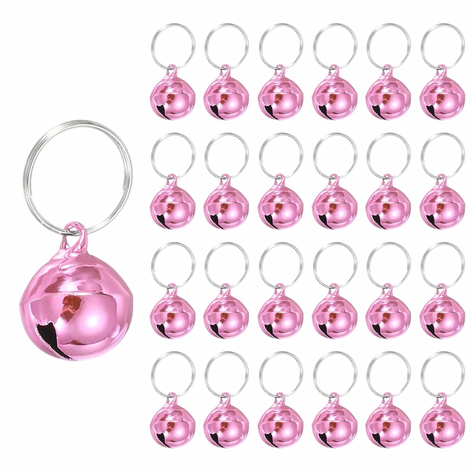 PATIKIL 24PCS Campanellini Per Cani, Mini Campanelli Per Gatti Piccoli Campanelli Per Collari Da Animale Domestico Portachiavi Carino Bulk Metallo Sonagli Forti Per Collare Da Cane, Rosa