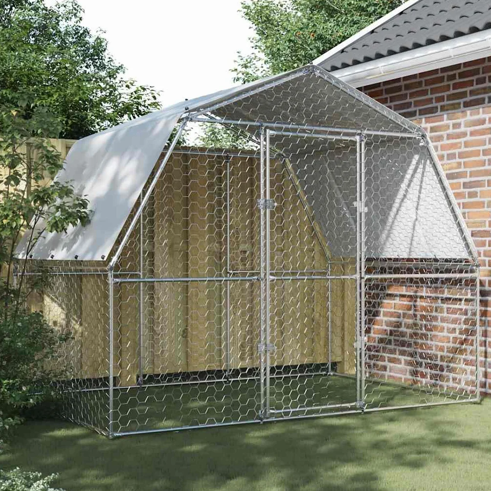Gabbia per Cani da Esterno Metallo 285x195x230 cm 2 Ante con Tetto