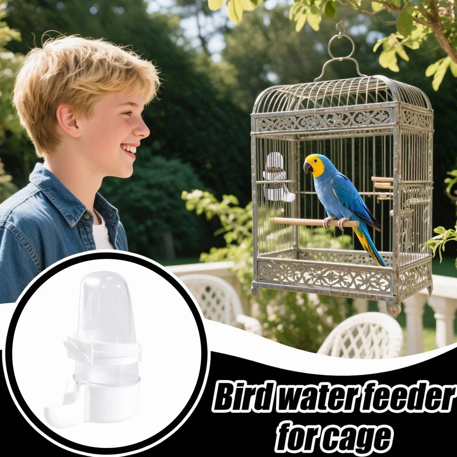Abbeveratoio automatico per gabbia | Automatico per gabbia senza ingombri | Abbeveratoio e distributore d'acqua per animali domestici come pappagalli parrocchetti Canarini Agapornis Carlini