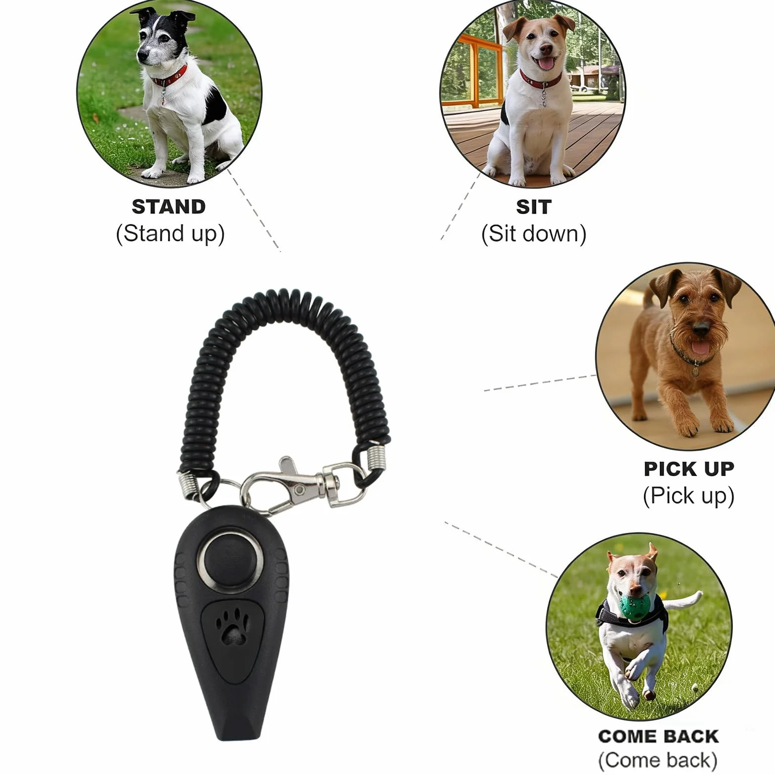1 Addestratore per Cani 2 in 1, Clicker e Fischietto ad Ultrasuoni per il Richiamo con Laccetto per Polso,Metodo di Addestramento Positivo senza Punizioni,Per Comandi di Base,Giochi e Educazione
