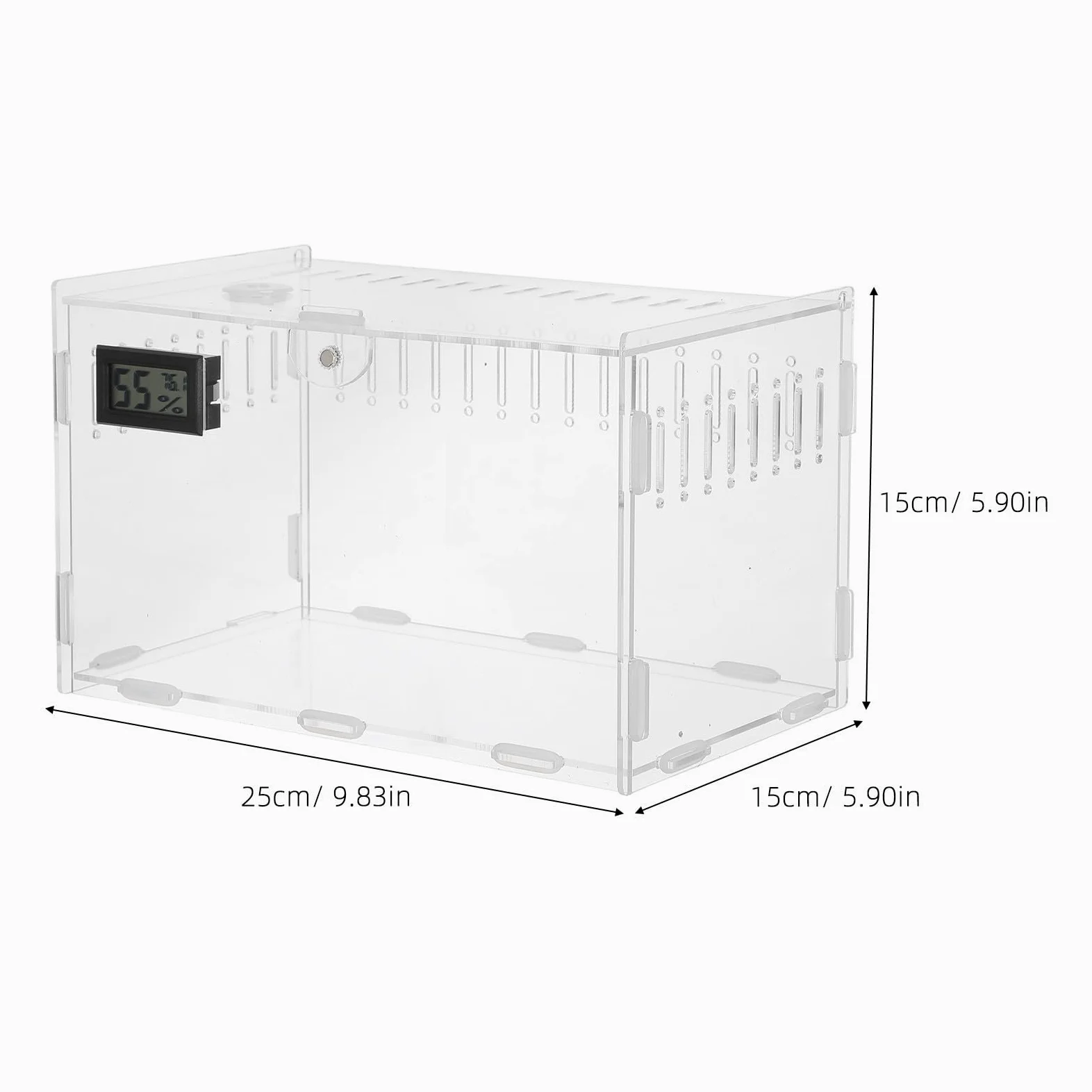ABOOFAN Terrario Termometro Digitale per Monitoraggio per Igrometro di Acrilico 360° Trasparente con Ampia Ventilazione Rettili in Reale Allevatori Animali Domestici
