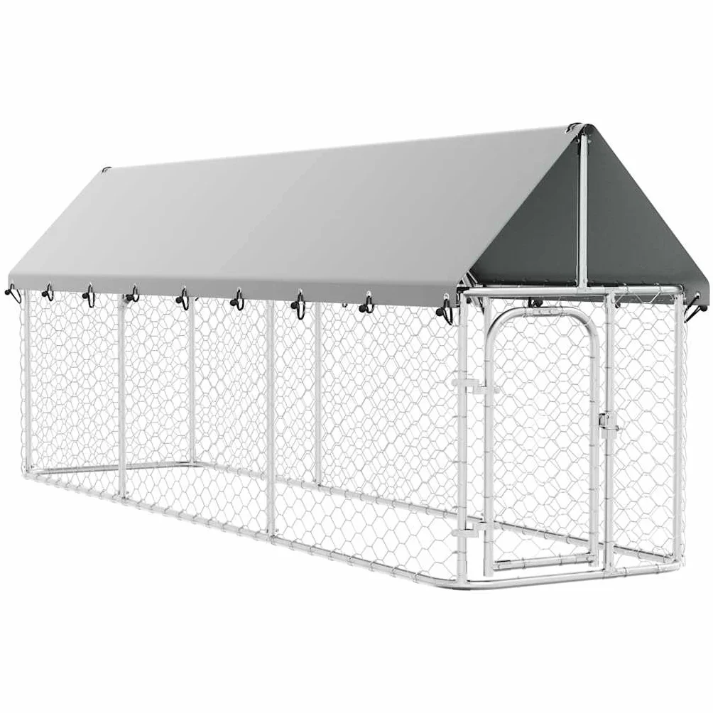 vidaXL Gabbia per Cani da Esterno con Tetto 400x100x150 cm