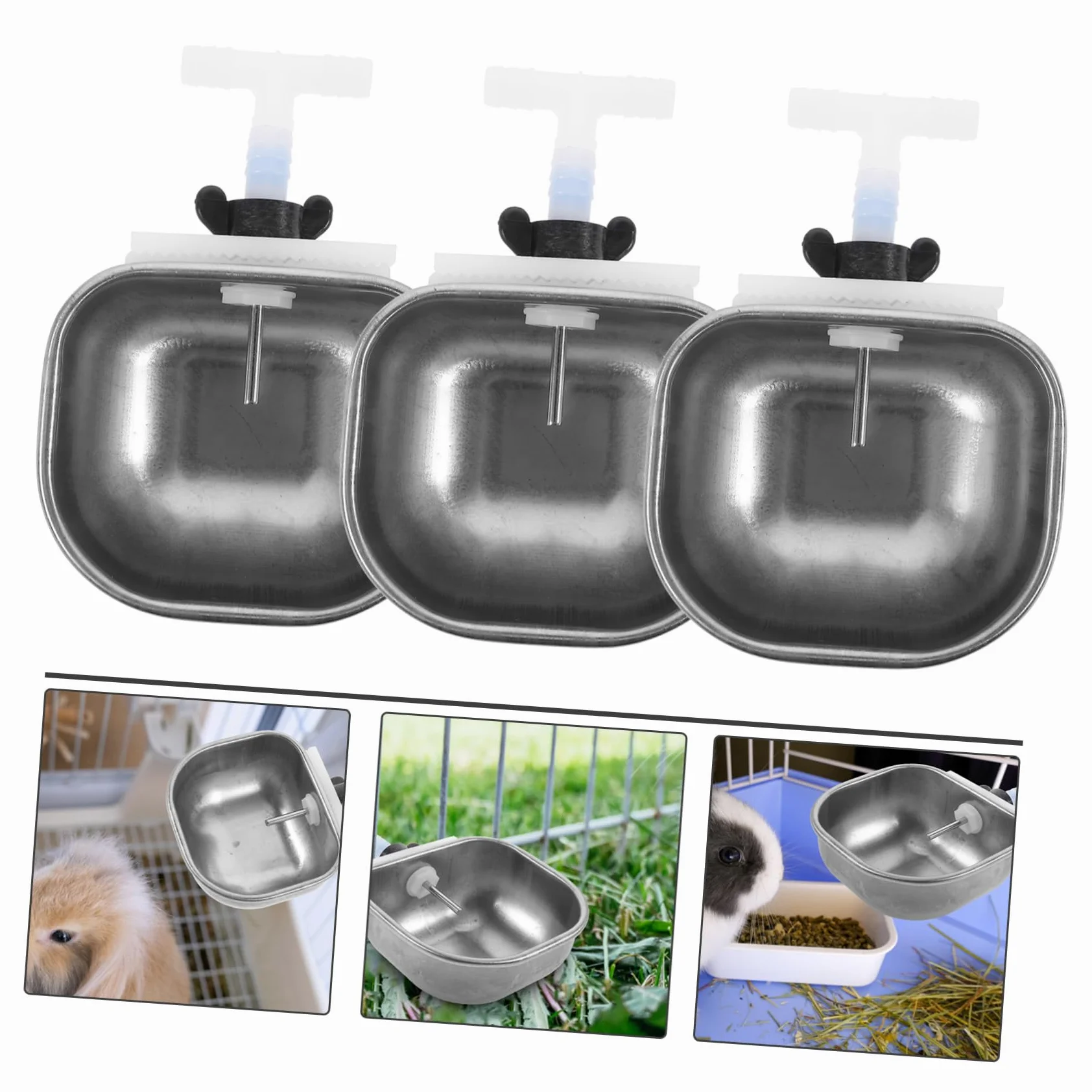 VANZACK 6pezzi Distributore Automatico Per Conigli Ciotola Inossidabile Da Facile Da Installare e Utilizzare Per Gabbie Di Piccoli Animali Domestici