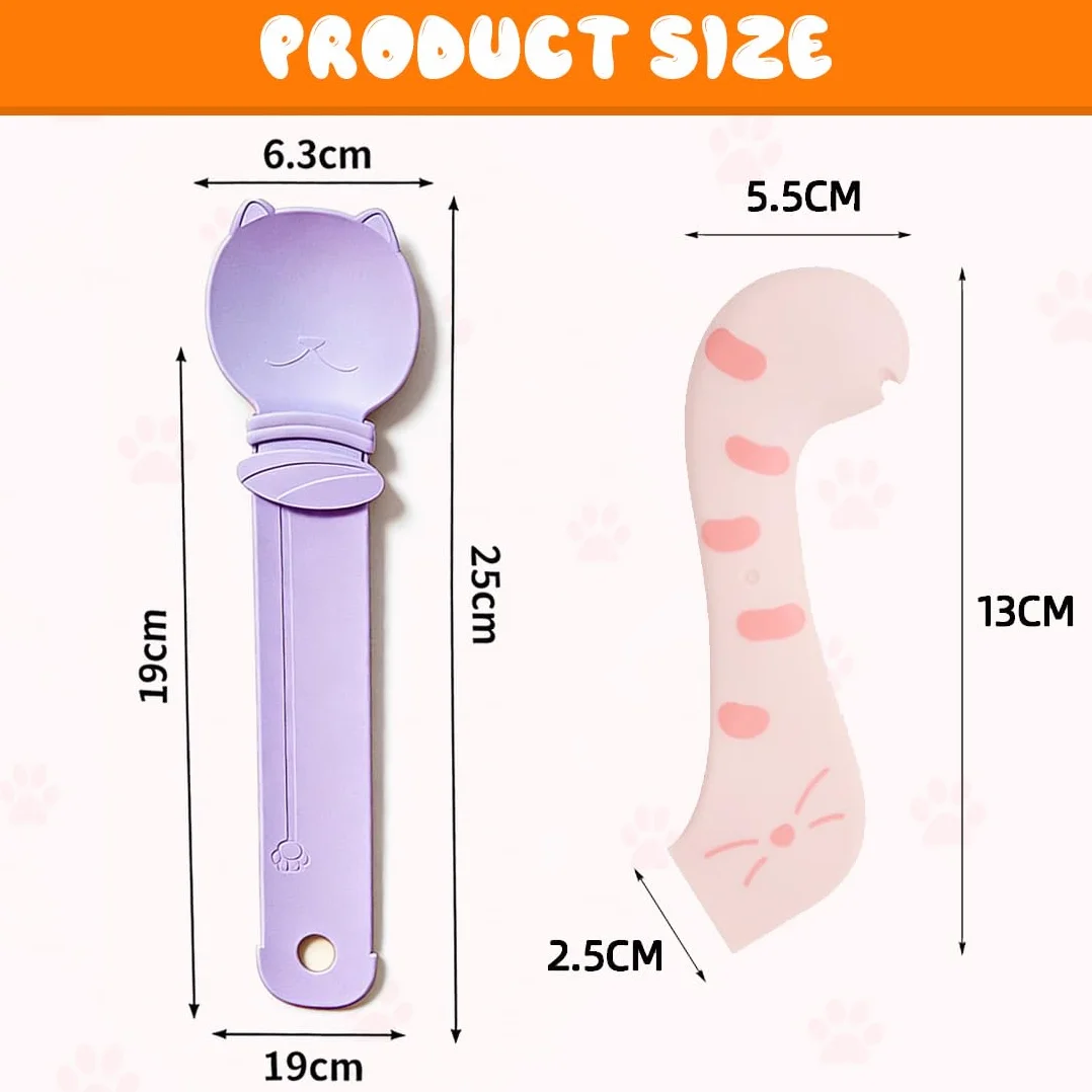 4 Pezzi Cucchiaio Per Cibo Per Gatti 2 Cucchiai Per Mangime Per Gatti + 2 Apriscatole Cucchiai Per Gatti Dispenser Multifunzione Per Snack Liquidi Cucchiai Per Cibo Umido e Purea (4 Colori)