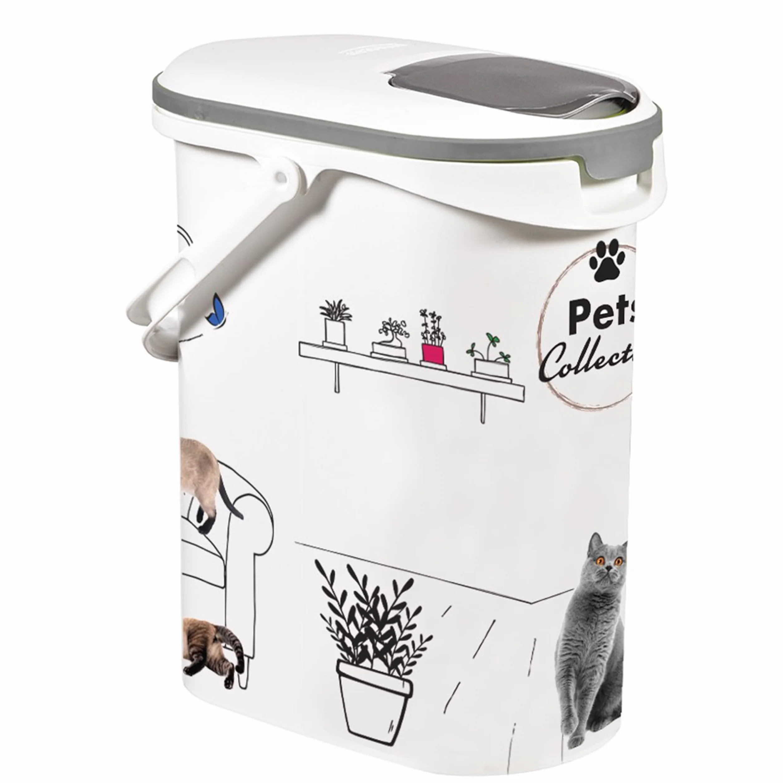 Curver Contenitore per crocchette per gatti – 10 L/4 KG – Pets Collection – Contenitore ermetico anti-odore per alimenti per gatti – 19 x 30 x 35 cm, bianco