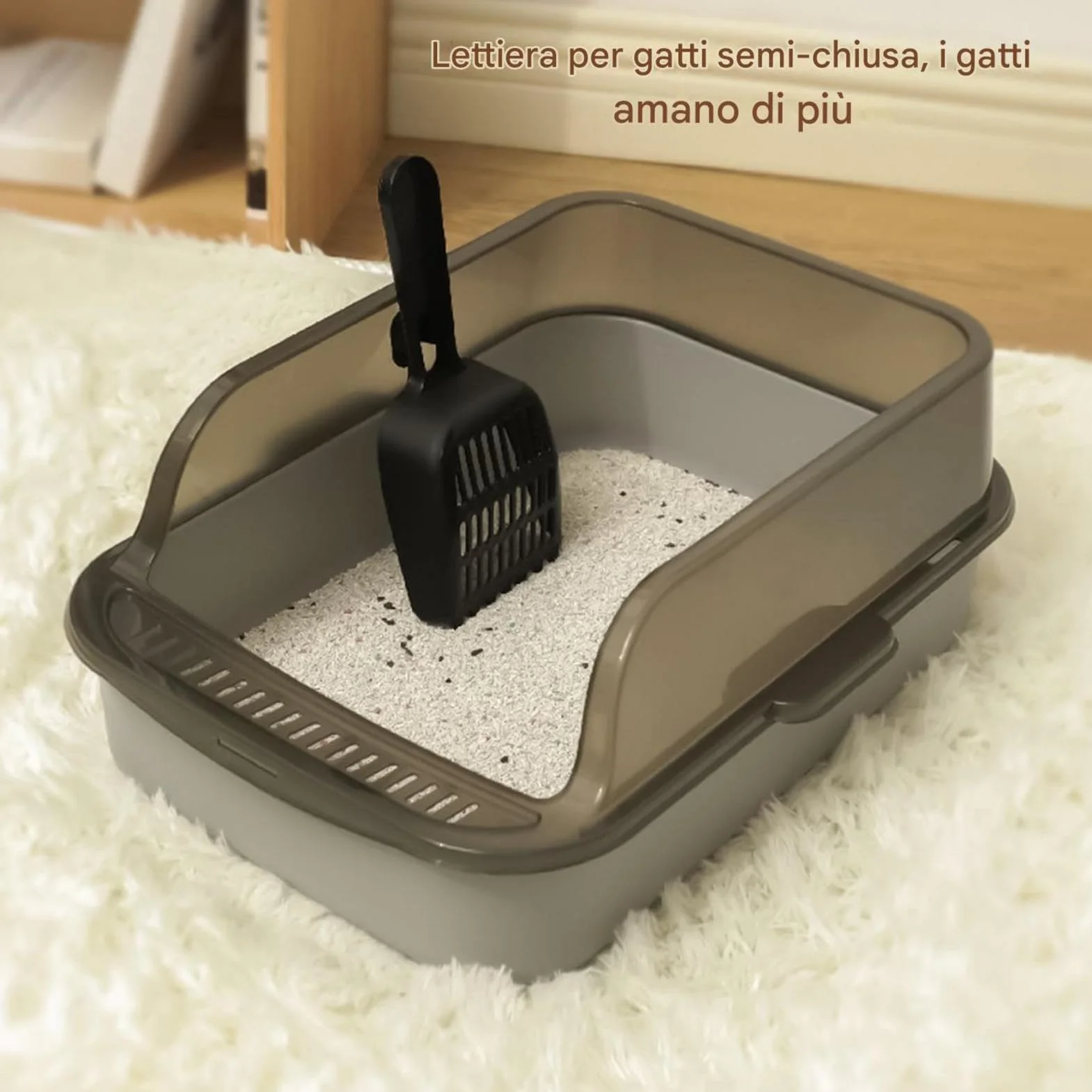 Lettiera Con Parte Superiore Aperta - Bordi Alti a Prova di Perdite Per Gatti | Toilette Per Gattini Facile da Pulire Con Parte Superiore Aperta