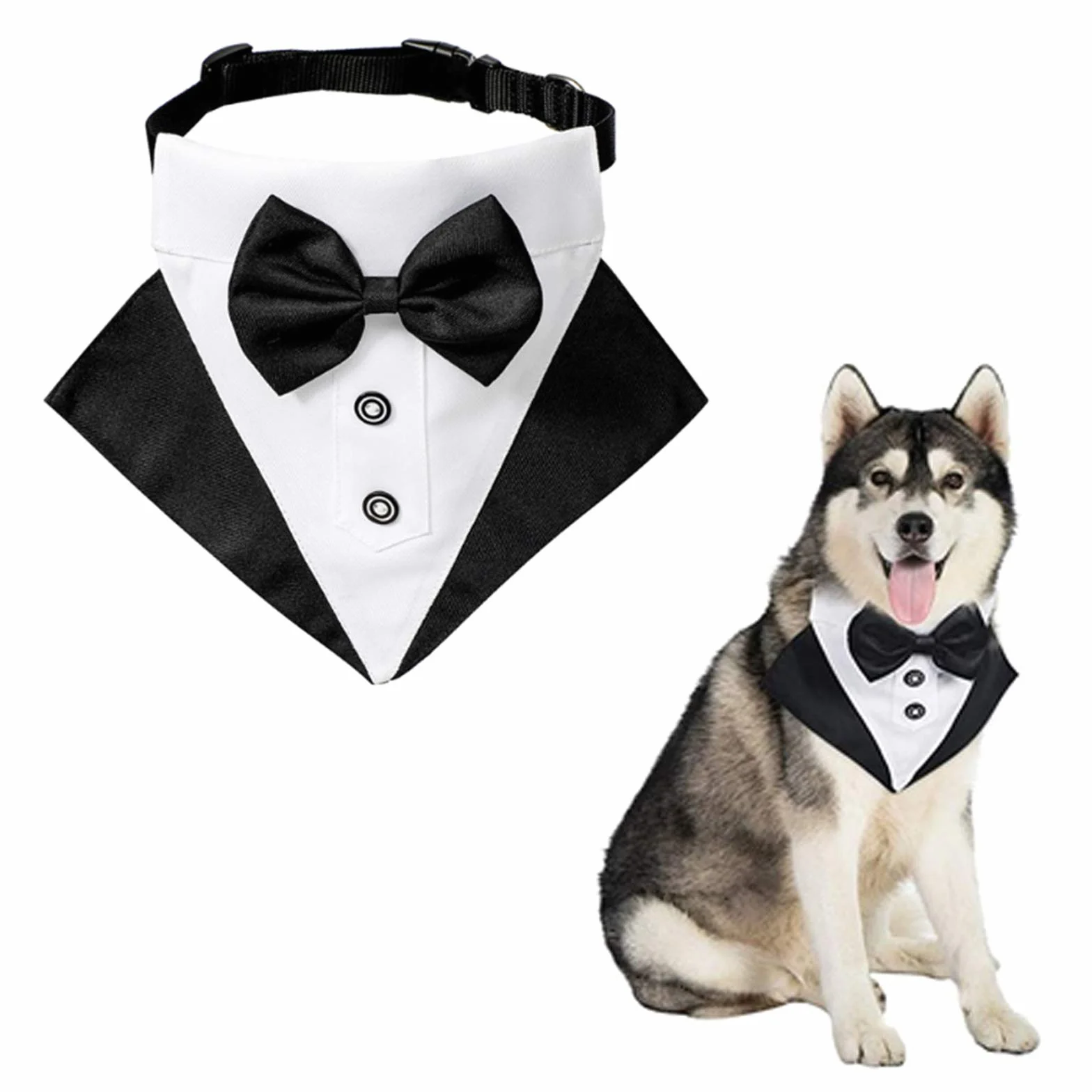 WANDIC Bandana Collare Smoking per Cani Regolabile 1 Pezzo Formale Matrimonio