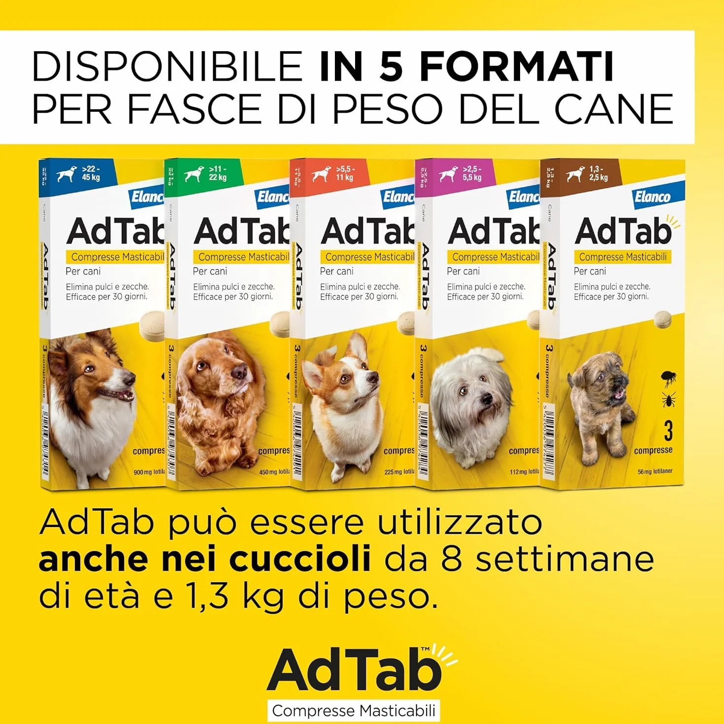 AdTab Compresse Masticabili per Cani >22-45 kg - 6 Compresse