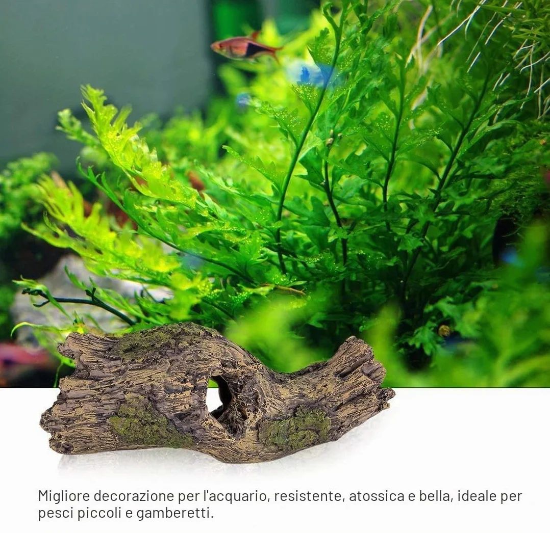 hygger Arredo per Acquario, Acquario Grotta di Resina Acquario Ornamento Tronco di Simulazione per Acquario Paesaggistica Decorazione (Tronco)