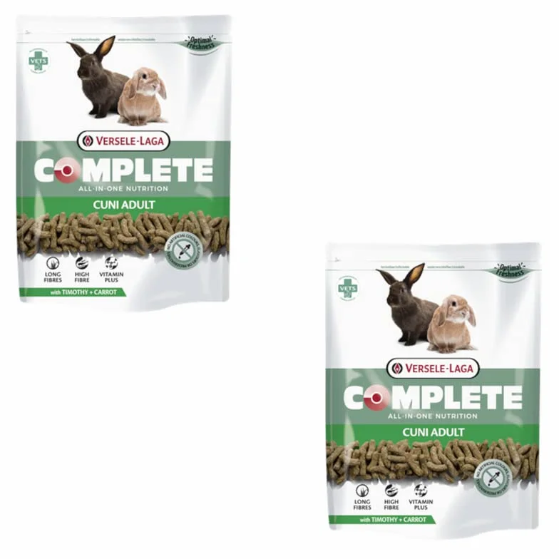 Versele-Laga Complete Cuni Adult | Confezione doppia | 2 x 500 g | Alimento completo per conigli adulti | Gustosi pellet all-in-one | Con fibre lunghe ed erbe aromatiche