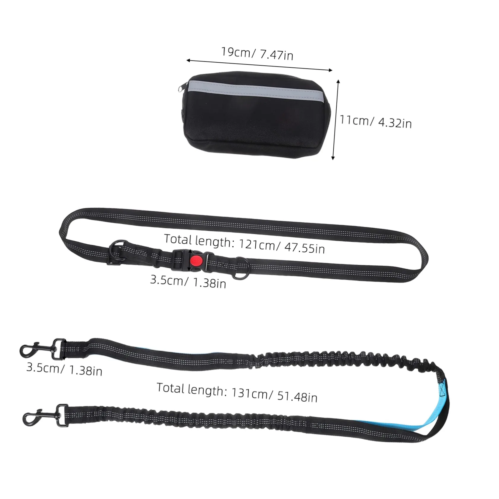 TOYANDONA Guinzaglio da Corsa per Cani Elastico Antiurto Riflettente per Sicurezza con Marsupio da Jogging per Accessori Essenziali per Passeggiate e Attività all Aperto