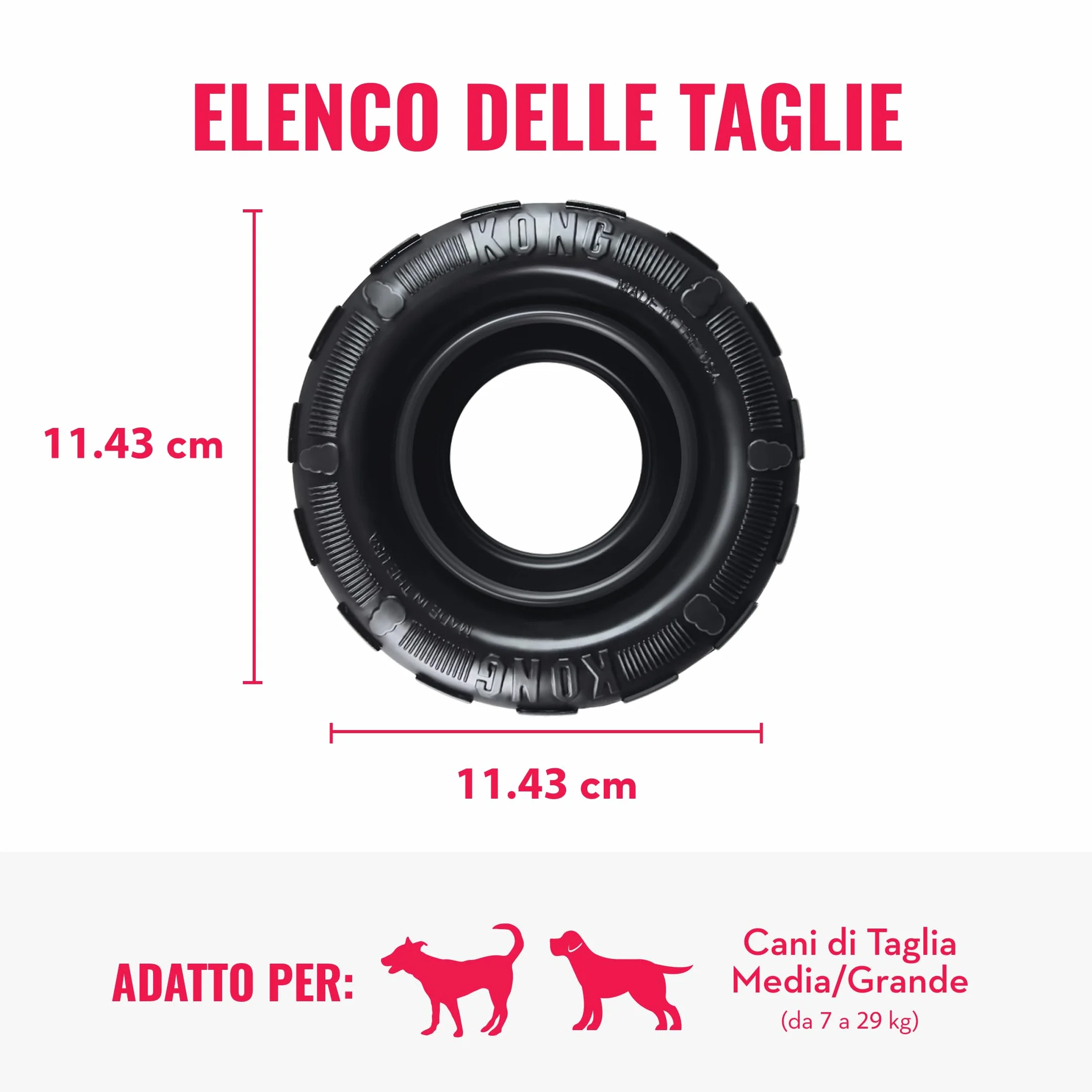KONG Extreme Tires - Giocattolo per Cani in Gomma Naturale Durevole - Dispenser di Biscotti per Cani - Per Cani Di Taglia Media/Grande