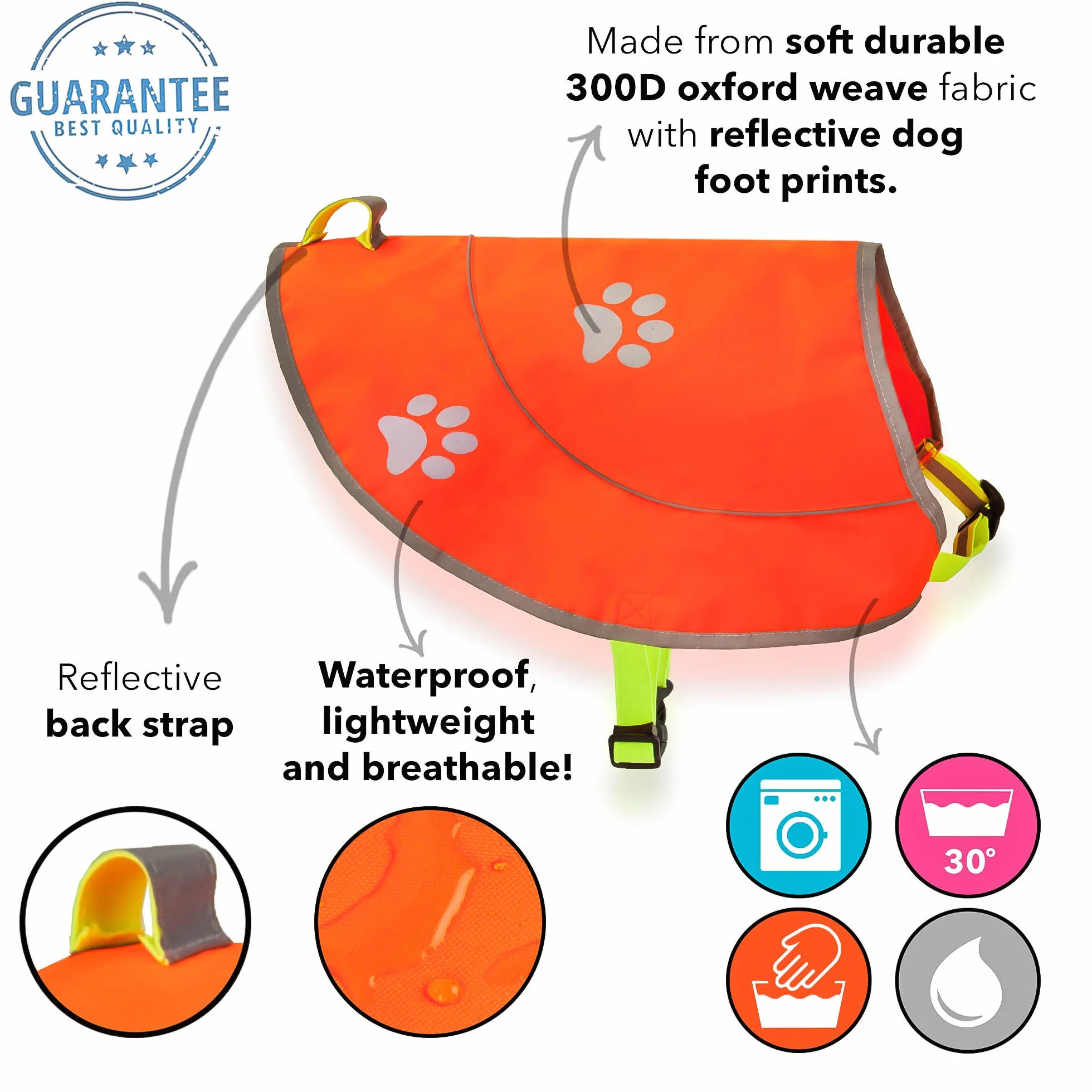 Gilet riflettente per cani, comoda giacca di sicurezza per caccia, ad alta visibilità per cani, con cinghie elastiche e chiusura a fibbia, arancione, XXL