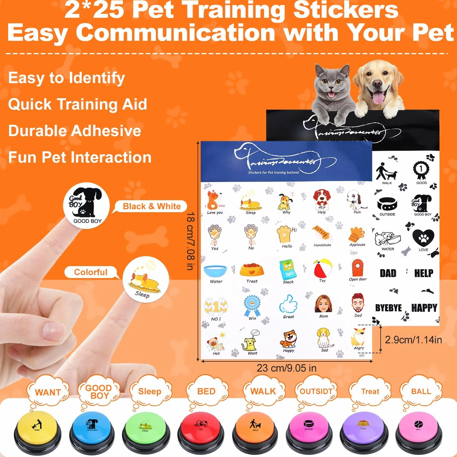 Pulsanti Parlanti per Cani, Pulsanti di Addestramento per Cani Pulsanti per Animali Domestici Pulsanti per Cani per la Comunicazione Buzzer con Funzione di Registrazione, Confezione da 4 con Tappetino