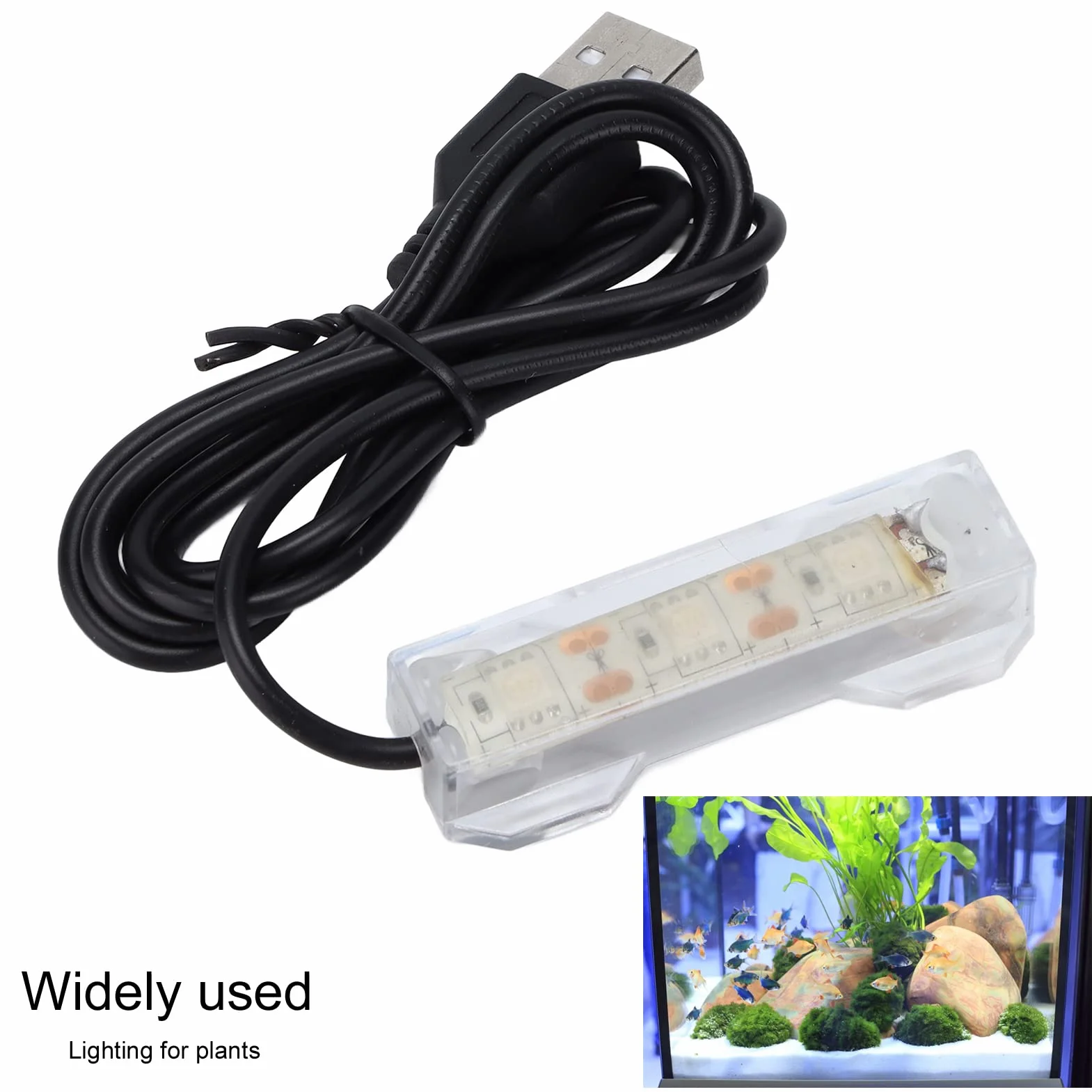 Tnfeeon Luce per Acquario, Ricarica USB Mini Luce per Acquario in Plastica Ad Alta Luminosità Luce a LED Colorata per Piante Acquatiche di Corallo e Allevamento di Pesci