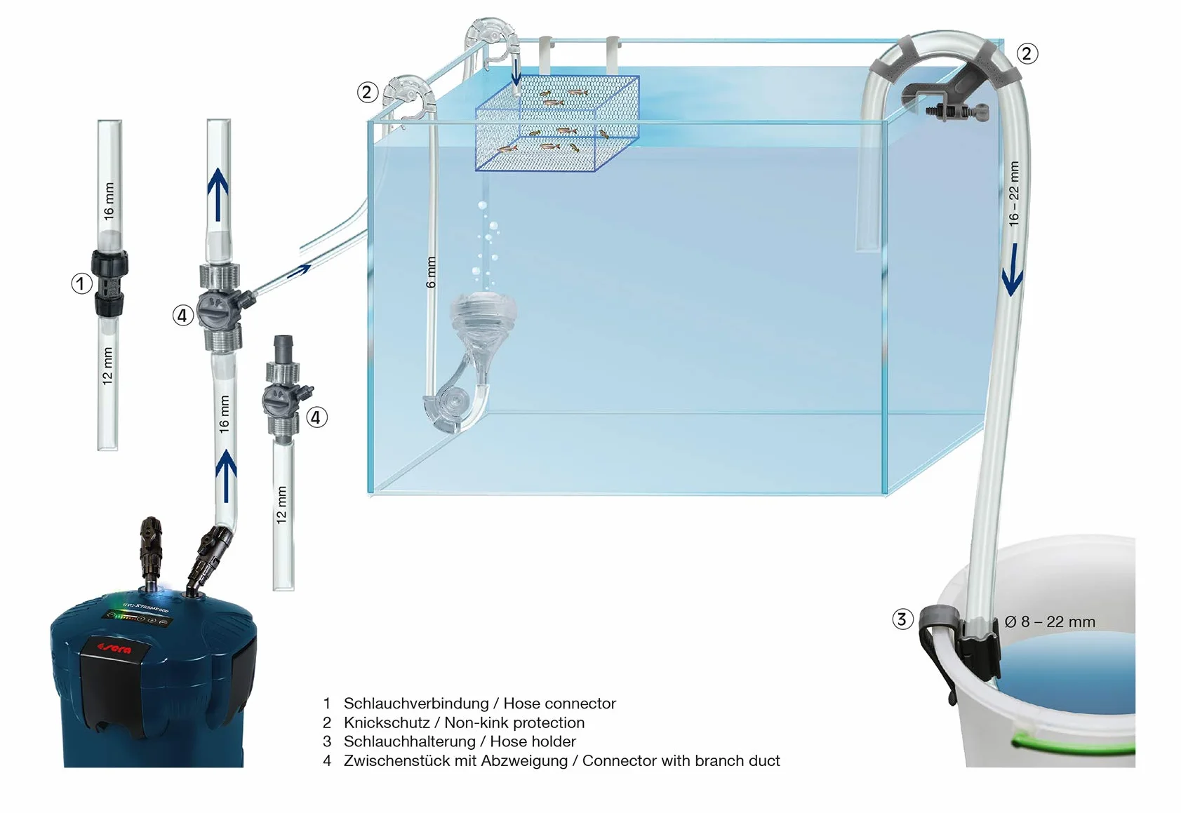 sera Parti della pompa dell'acqua dell'acquario del contenitore di allev