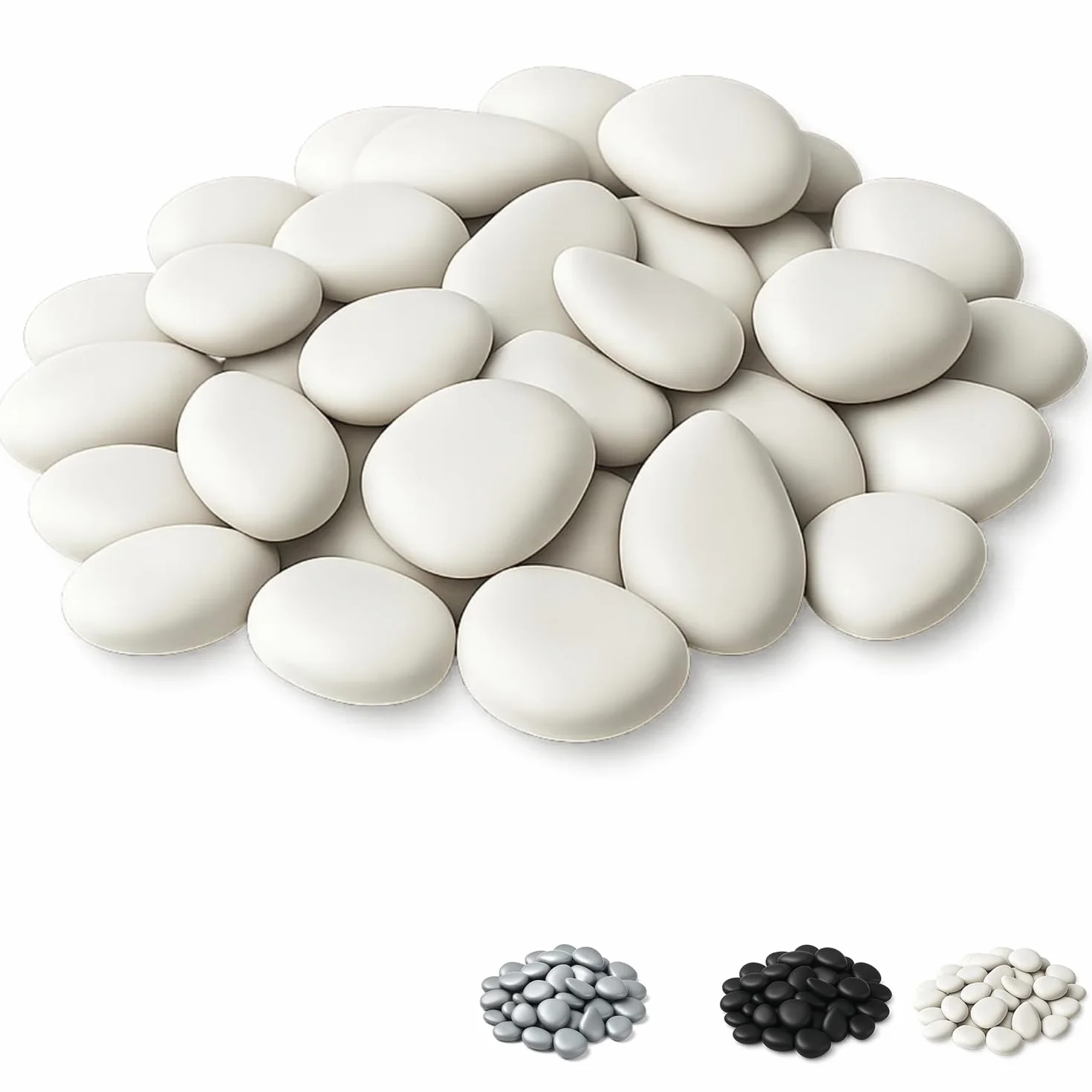 Sassi Decorativi in Plastica per Vasi 80 pz 2-5 cm Bianco