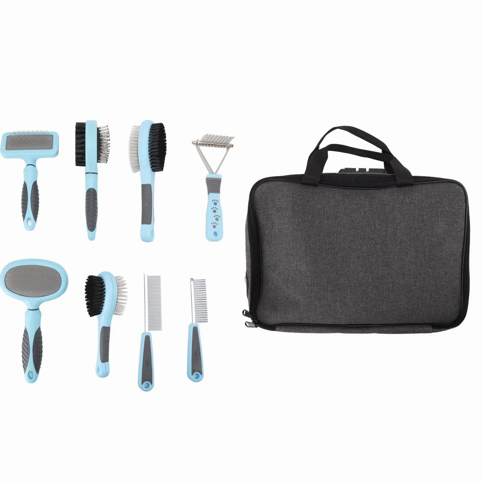 Set di Spazzole per Cani Kit di Deshedding Multifunzione 8 in 1 per Cani e Gatti a Pelo Lungo, Nylon e Acciaio Inossidabile, Include 8 Spazzole