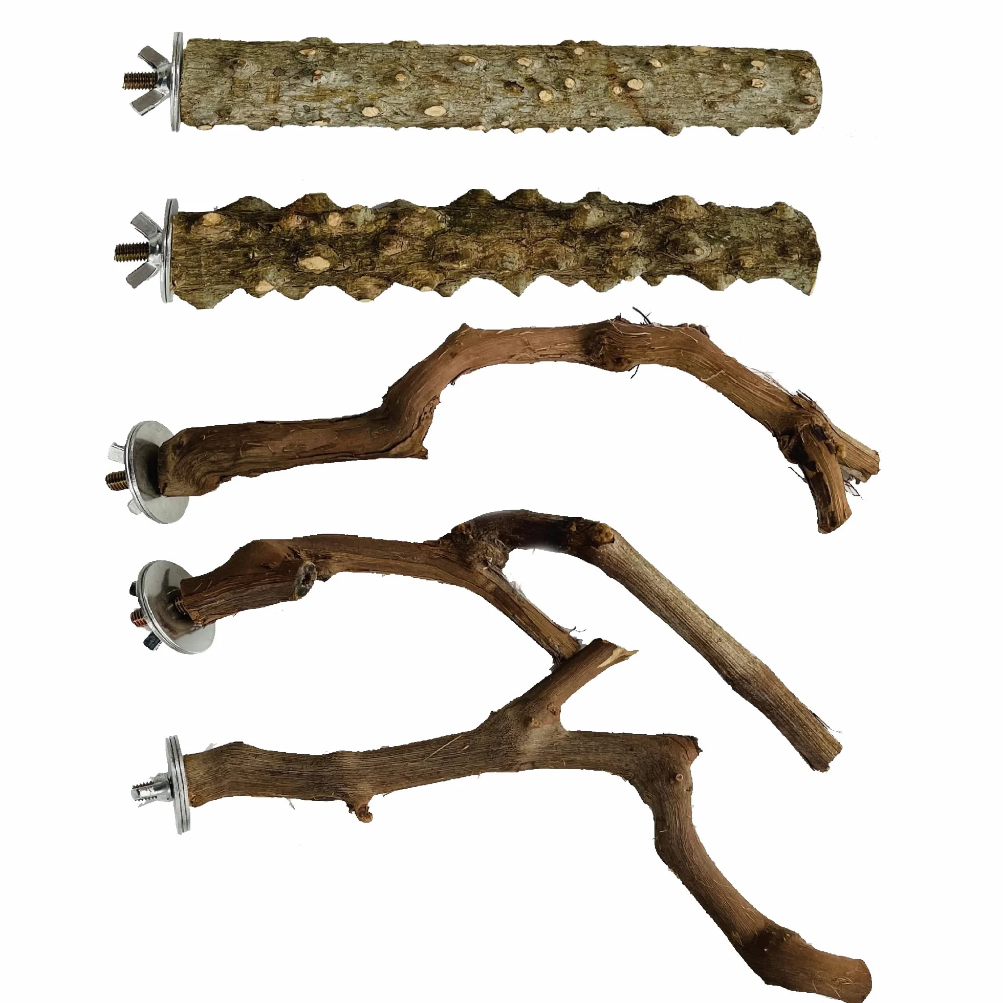 5 Pz Posatoi in Legno di Uccelli, Posatoi per Uccelli, Trespolo per Uccelli e Pappagalli, Ramo D'uva Naturale Giocattolo Posatoi per Uccelli Legno Naturale per Cacatua, Cocorite