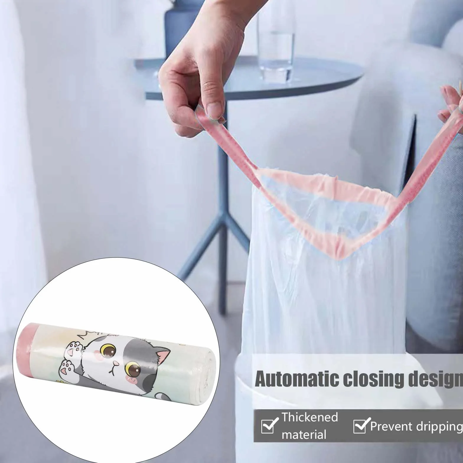 25 pezzi/5 rotoli da 114 x 45 cm, sacchetti per lettiera per gatti con laccetti, sacchetti per lettiera autopulenti, capacità di carico 10 kg, per il trasporto, per la spazzatura, resistente agli