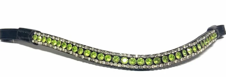 Bella Curva Forma Crystal Browband 3 Row Verde/Trasparente