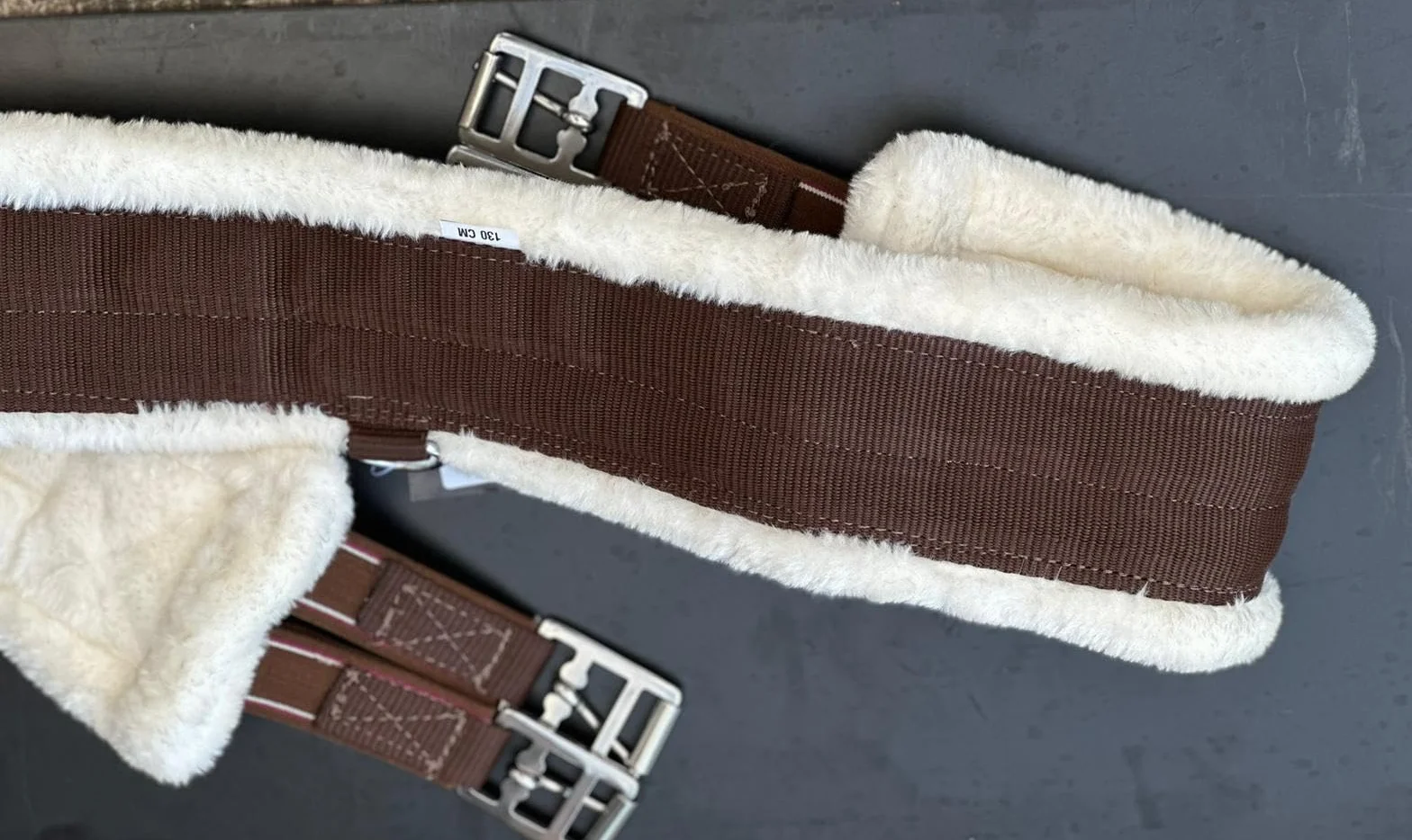 Sottopancia SUPER MORBIDO IN PELLICCIA SINTETICA DI VISONE/TEDDY CON AMBOSI LATI ELASTICI (135 cm, Marrone/Bianco)