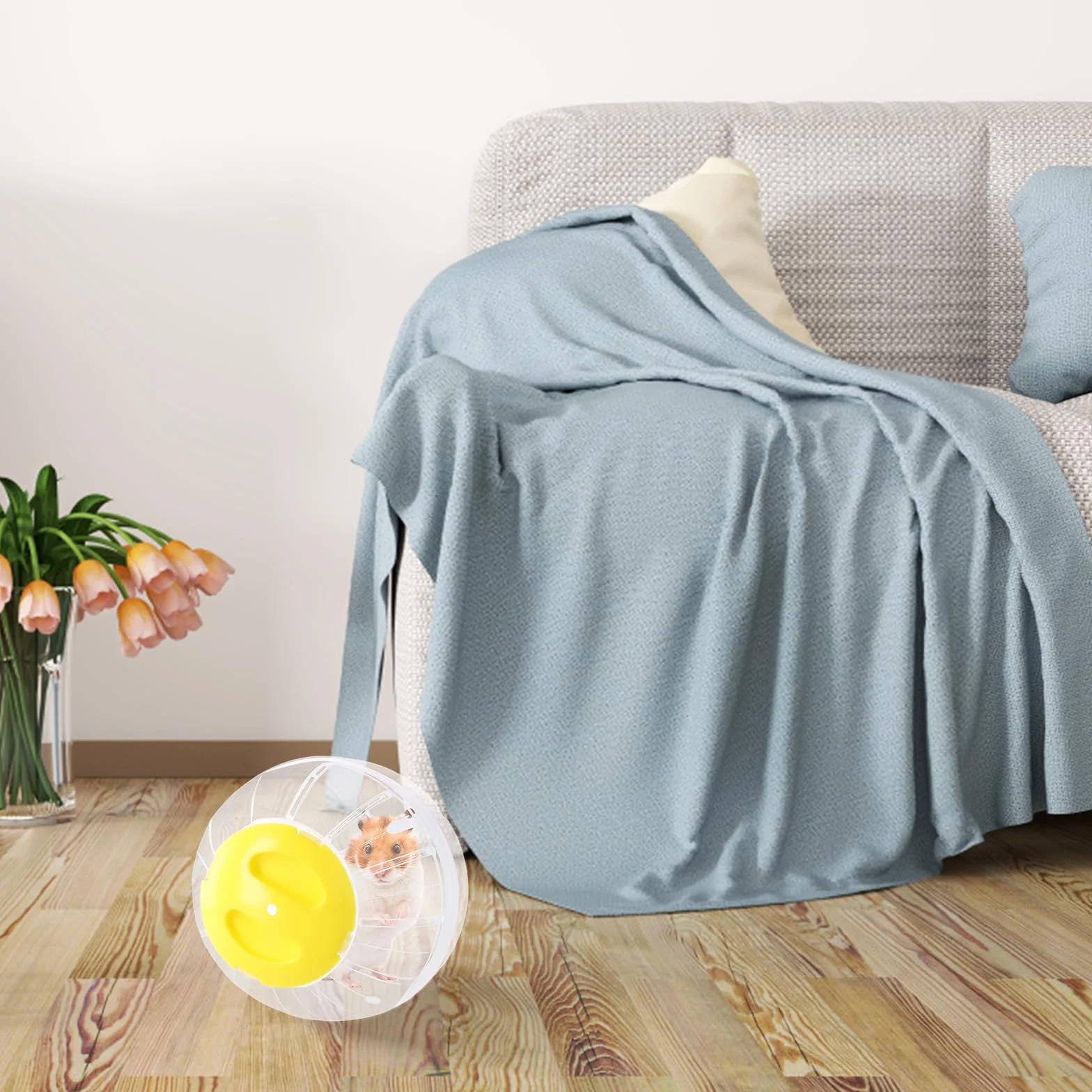 Palla per Criceto, Palla da Corsa per Criceti Trasparente, 14,5cm, Palla Fitness per Criceto Plastica, Ruota di Corsa per Piccoli Animali, Roditori, Nano Gerbilli, Hamster Toys Alleviare Noia (rosa)