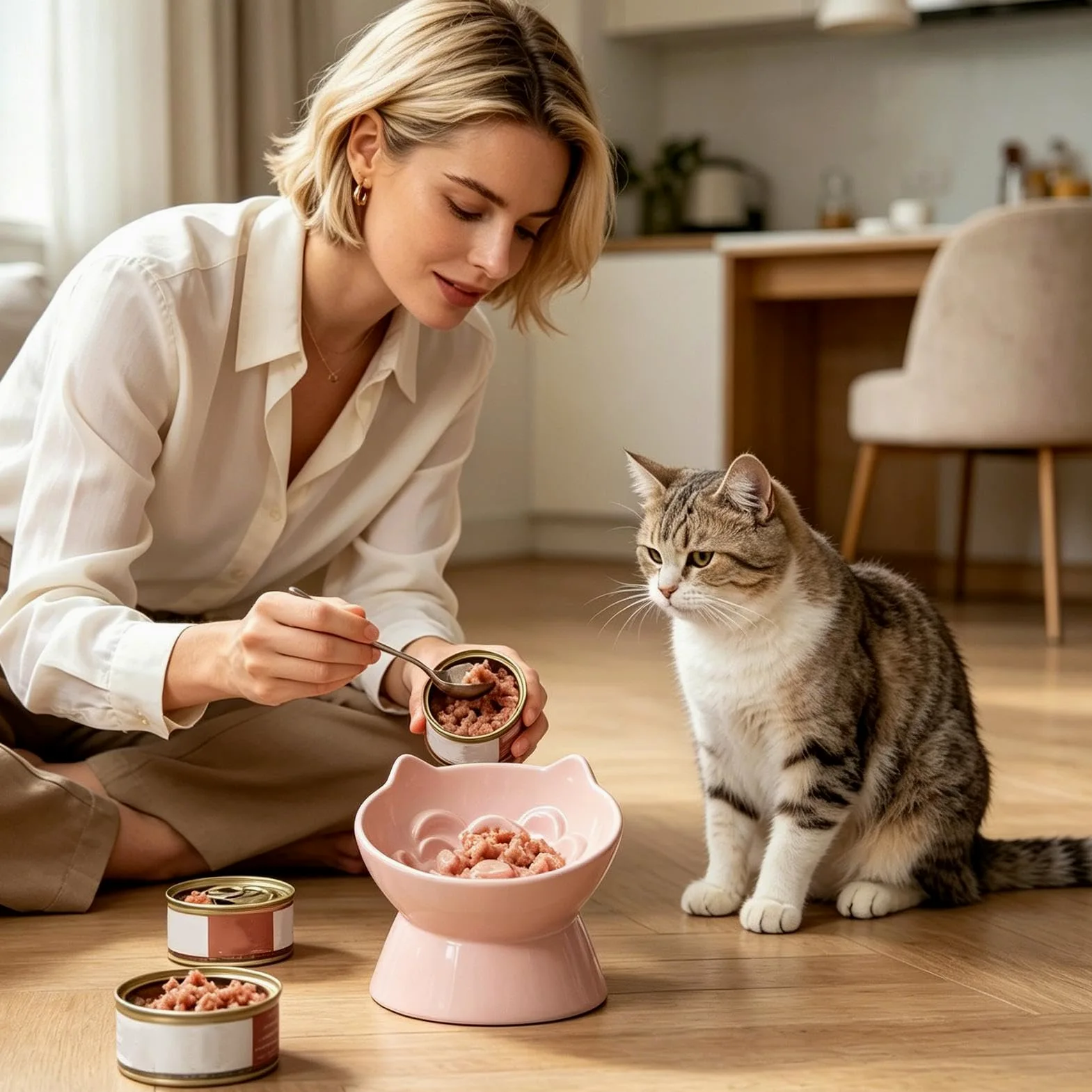 Sopraelevata Per Gatti Mangiatoia Lenta Anti-Ingordigia in Ceramica | Alta Per Il Cibo Dei Gatti Adatto A Patio Appartamento Soggiorno Zona Pranzo Cucina Casa Negozio Di Animali