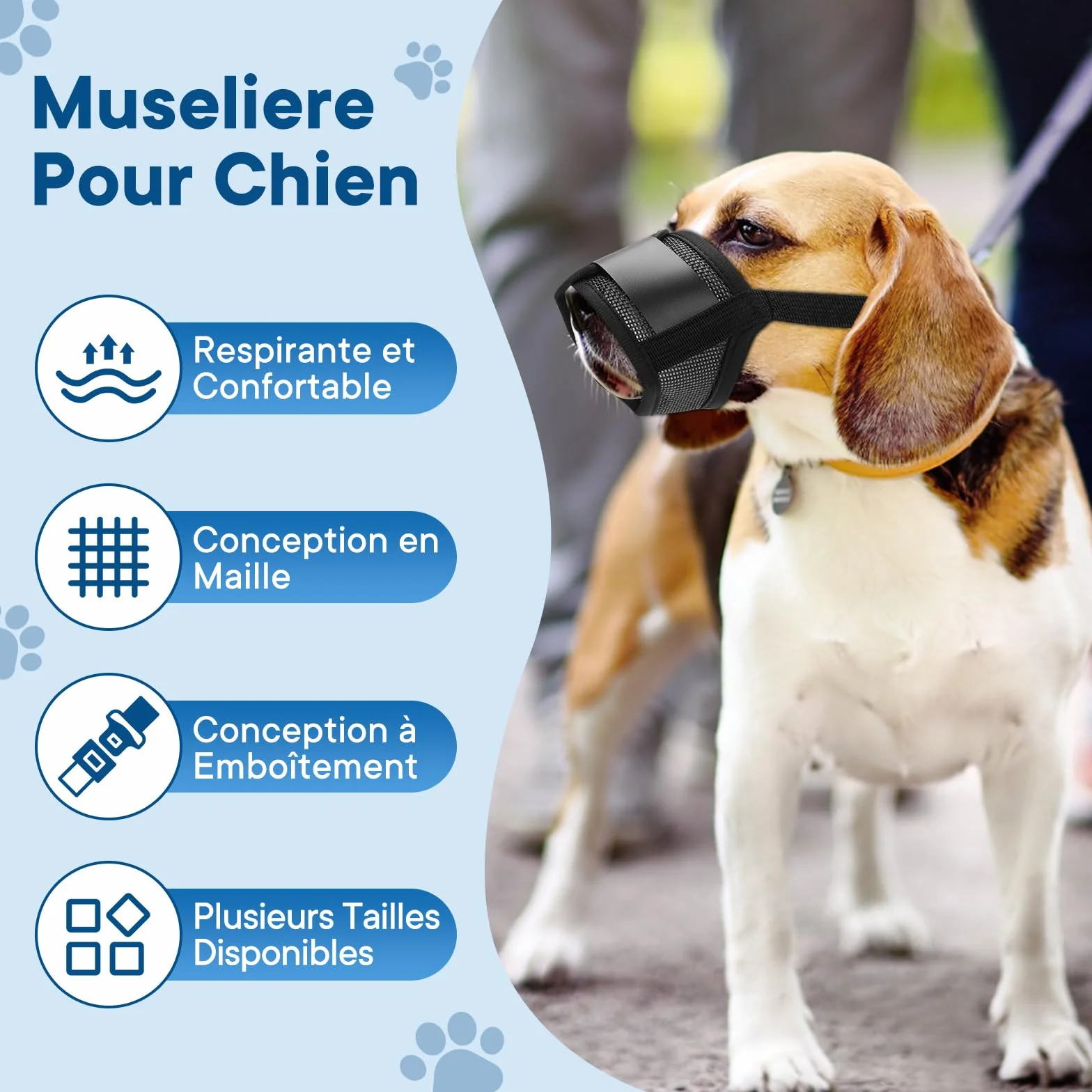 Morsetto per cane, Morsetto regolabile per cane, Anti-abbaio e mordicchio, Morsetto in maglia traspirante per addestramento all'igiene (M)