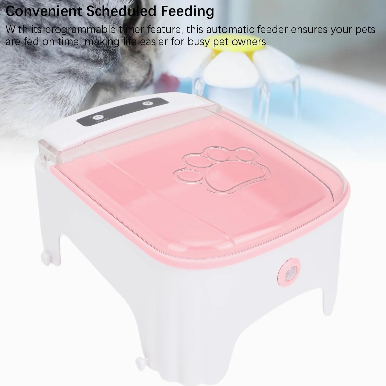 Topiky Mangiatoia Automatica per Gatti Temporizzata da 2,5 Litri Dispenser di Cibo per Animali Domestici di Grande Capacità Antiribaltamento con Timer Programmabile per Cani Gatti, Mangiatoia (PINK)