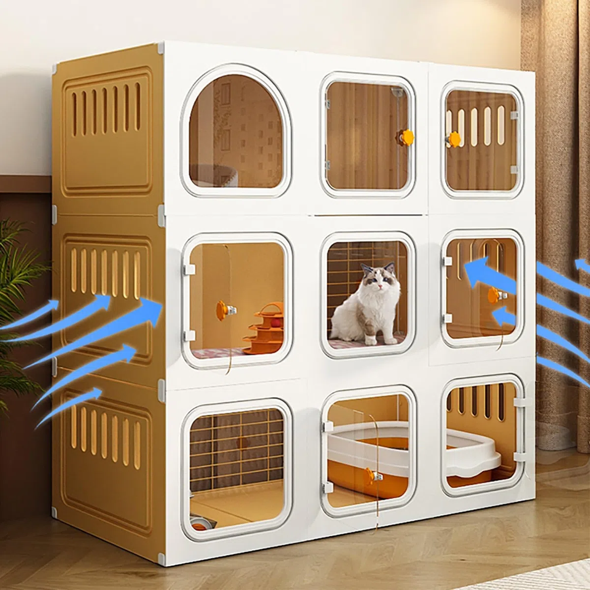 Gabbia per Gatti da Interno con Scala, tiragraffi e Cuccia - Habitat Ideale per Piccoli Animali Come Gattini, Cuccioli, porcellini d'India, Conigli, cincillà e furetti - Ampia Area per l'ese